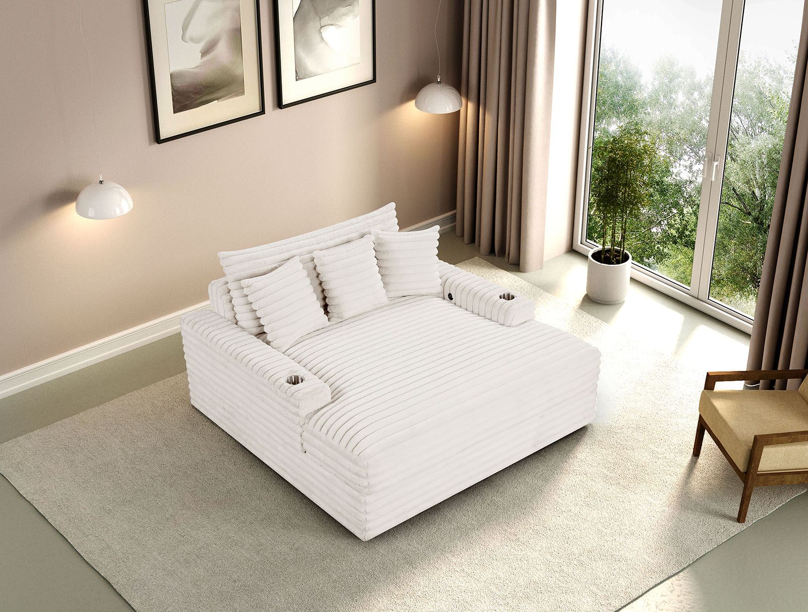 Veyrier 2 Arm Chaise, White - Image 2