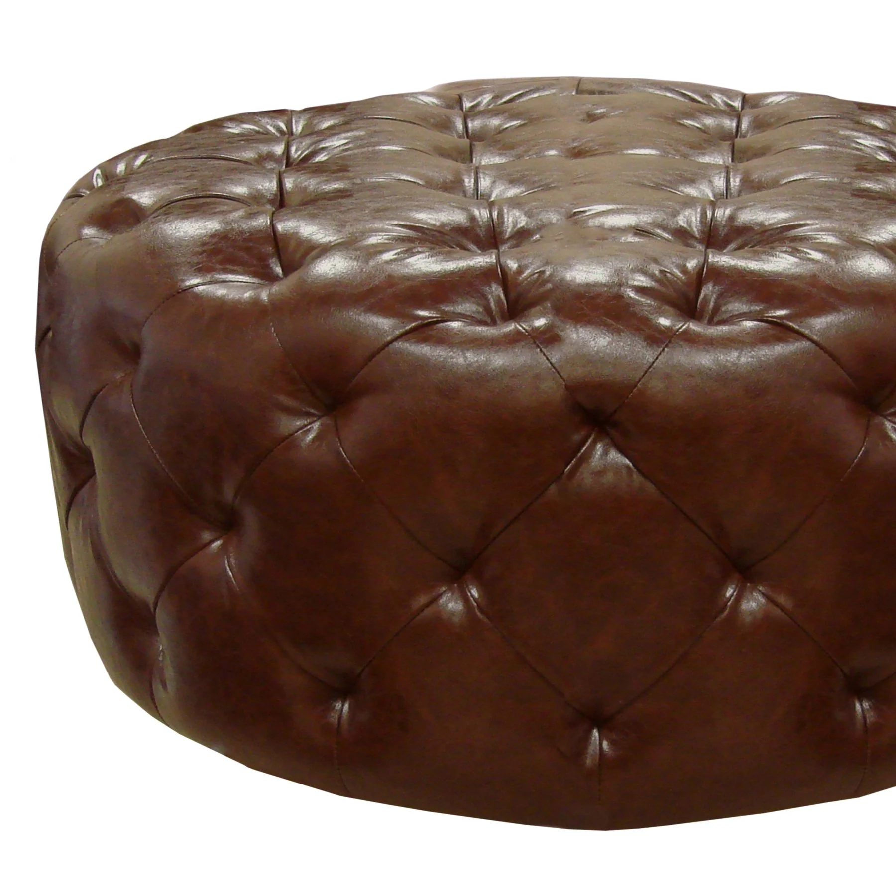 Victoria Ottoman In Brown Bonded Leather - Image 2