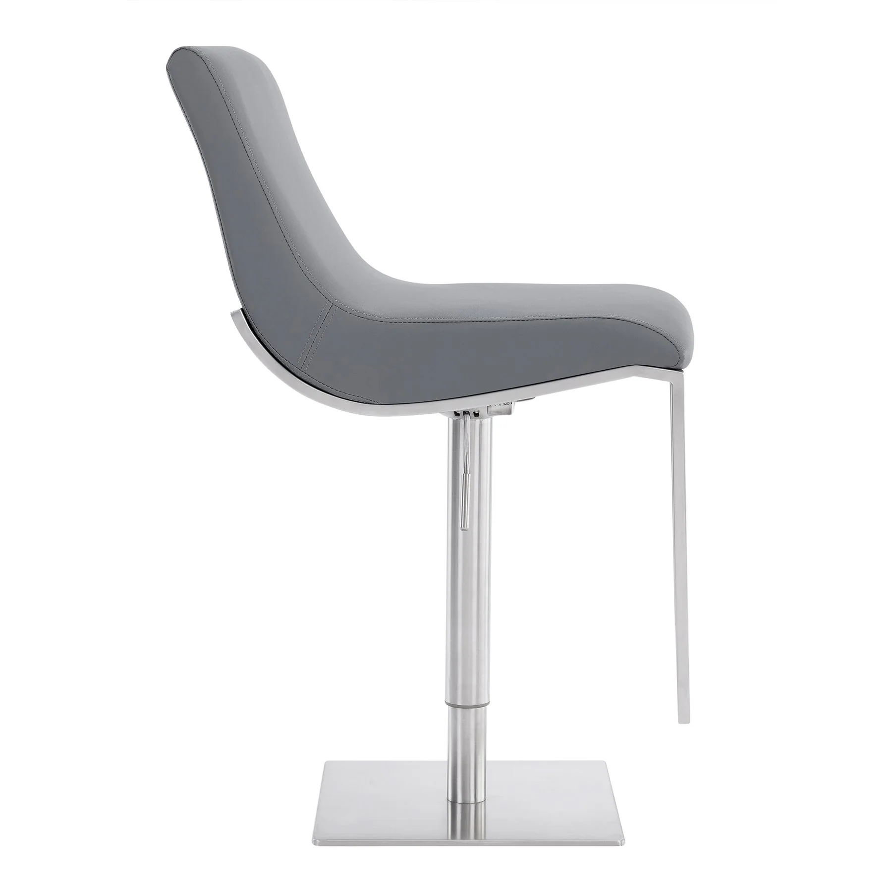 Victory Contemporary Swivel Barstool in Brushed Stainless Steel and Gray Faux Leather - Image 3