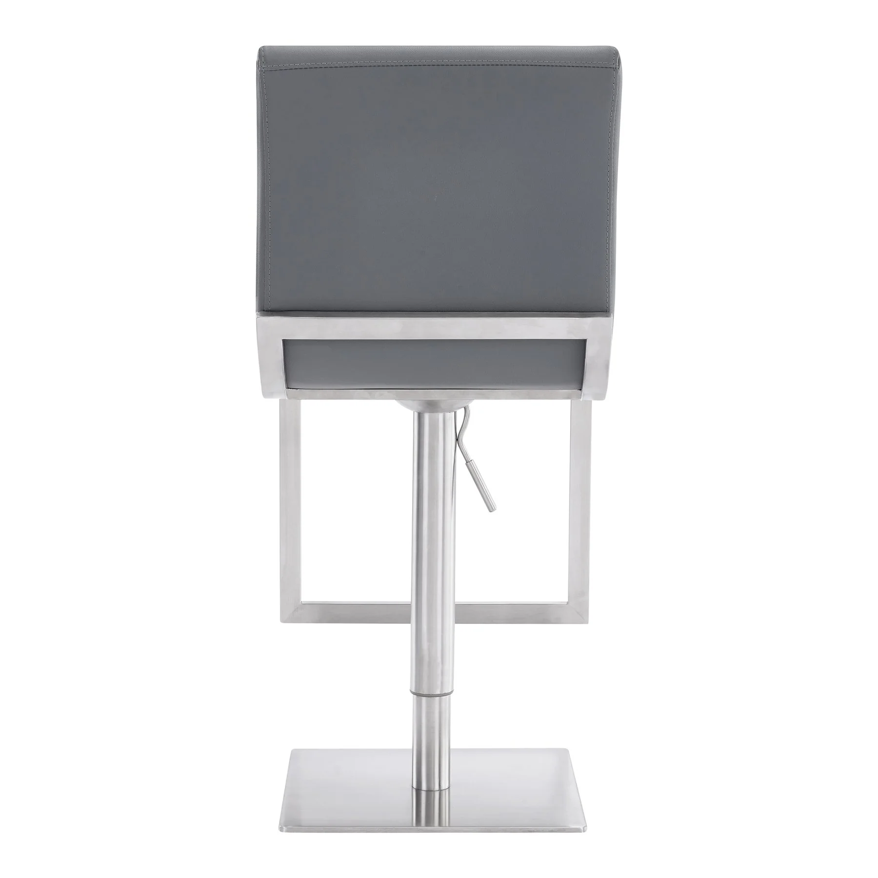 Victory Contemporary Swivel Barstool in Brushed Stainless Steel and Gray Faux Leather - Image 4