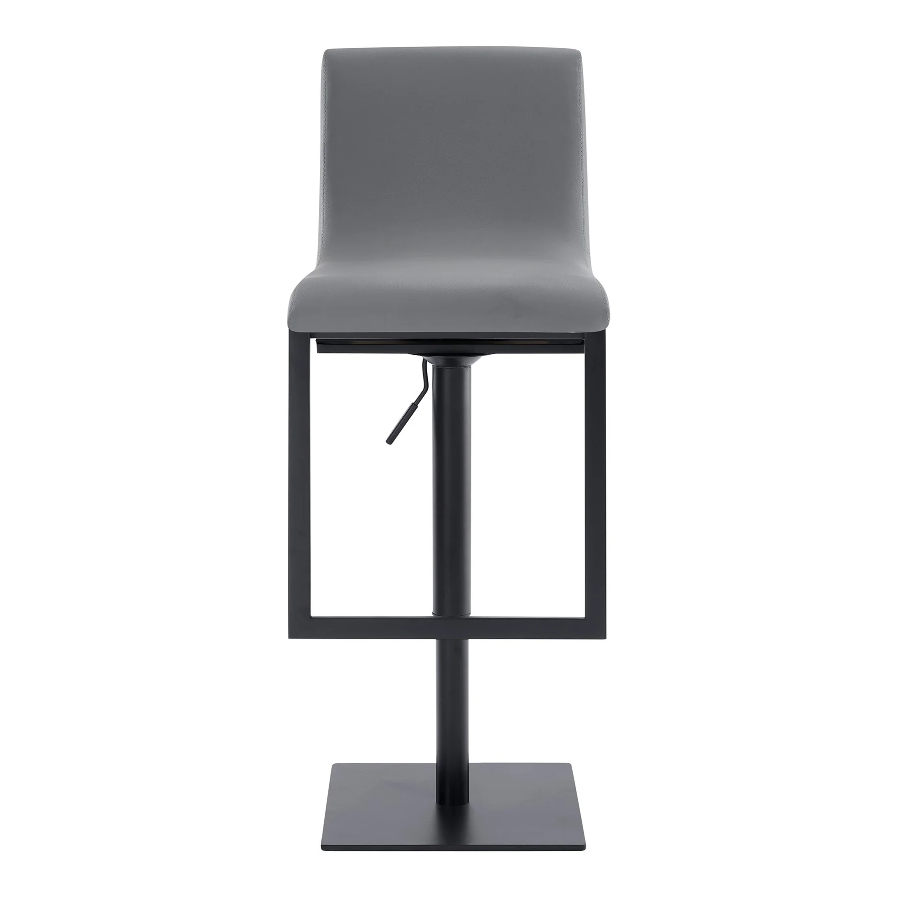 Victory Contemporary Swivel Barstool in Matte Black Finish and Gray Faux Leather - Image 2