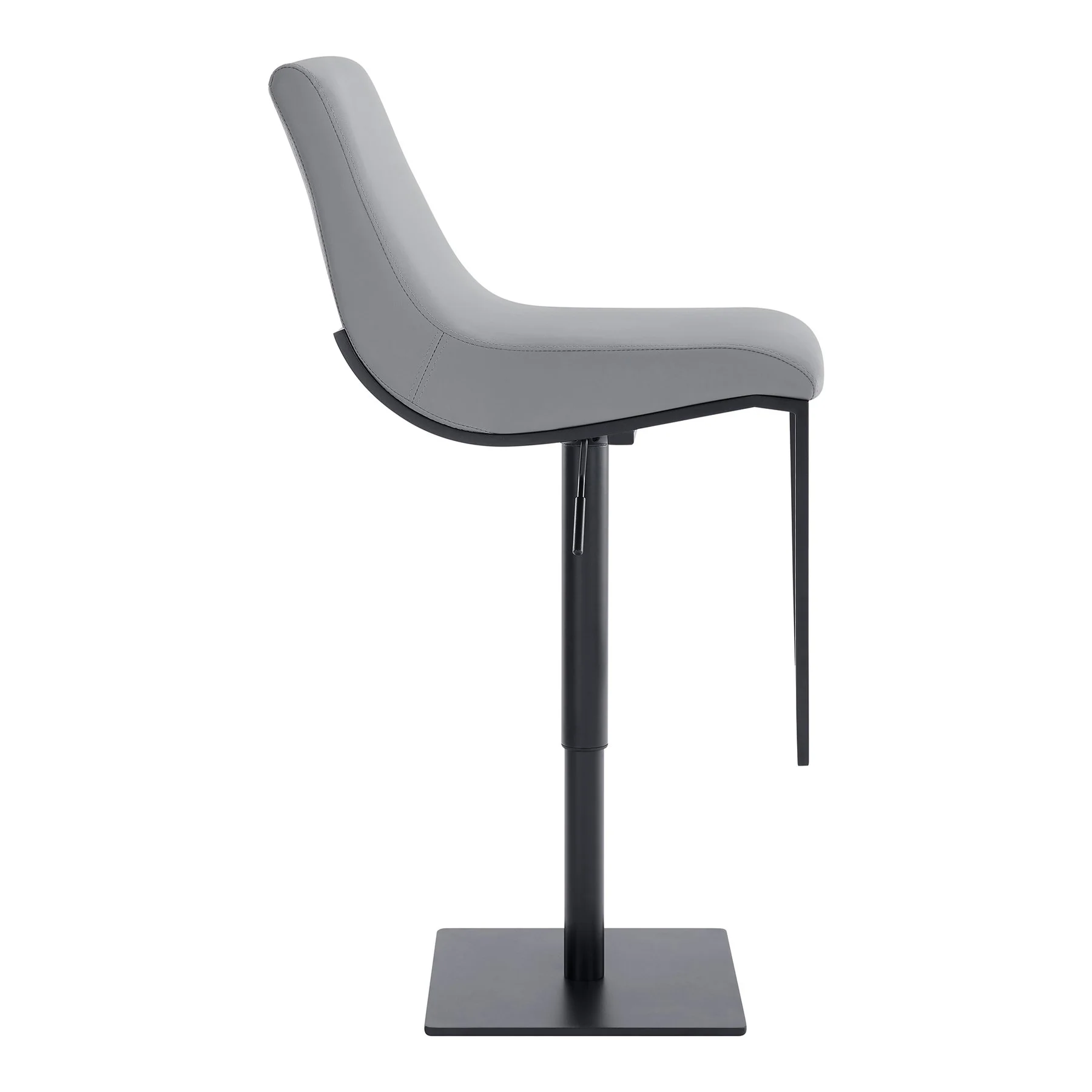 Victory Contemporary Swivel Barstool in Matte Black Finish and Gray Faux Leather - Image 3