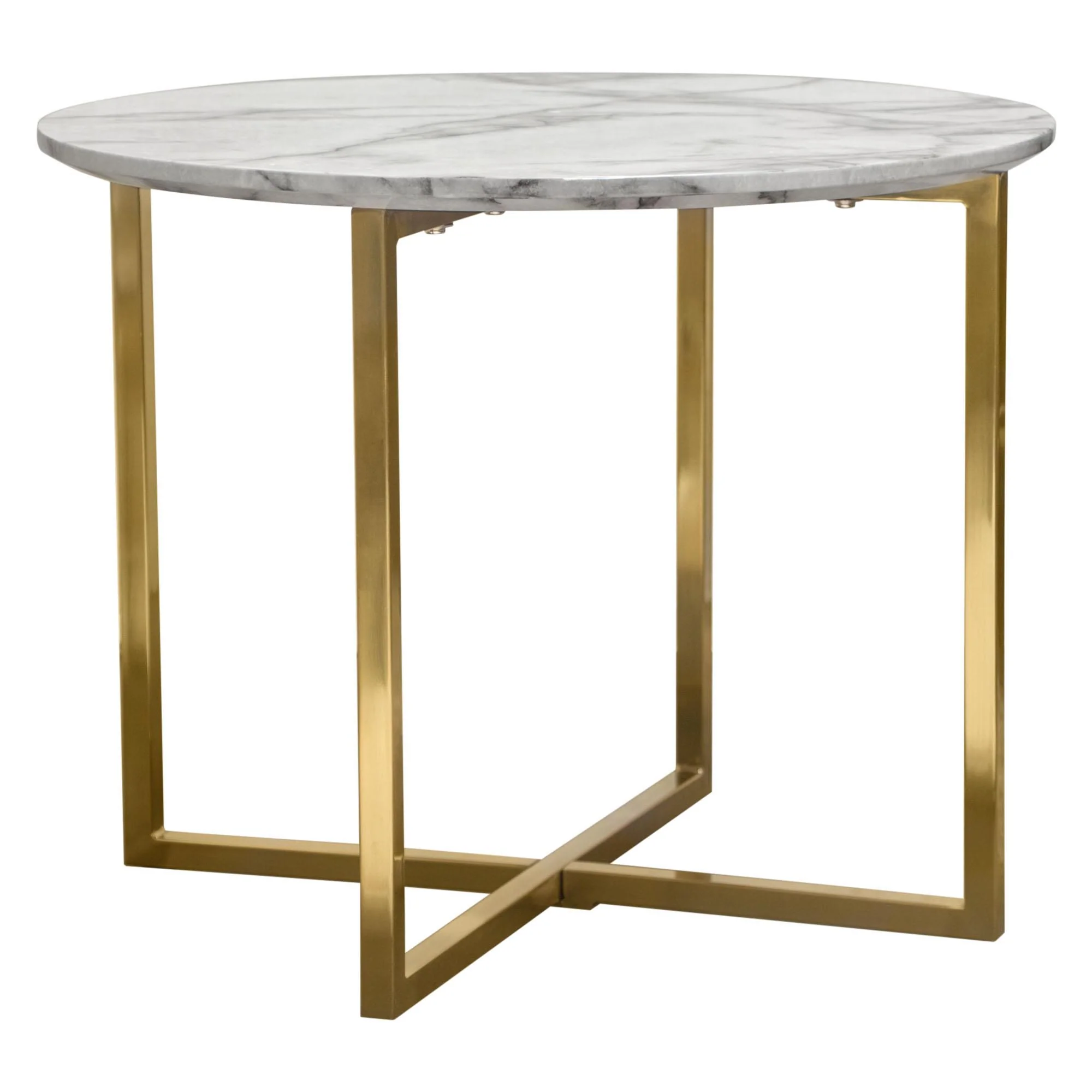 Vida 24" Round End Table w/ Faux Marble Top and Brushed Gold Metal Frame by Diamond Sofa - Image 4