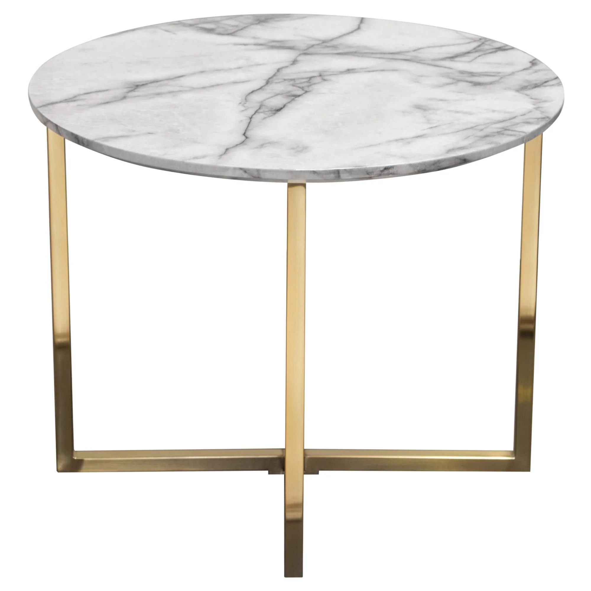 Vida 24" Round End Table w/ Faux Marble Top and Brushed Gold Metal Frame by Diamond Sofa - Image 5