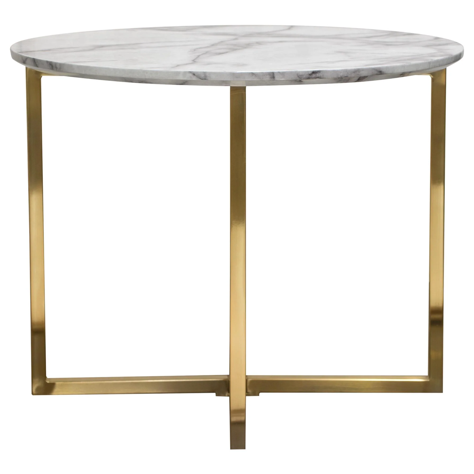 Vida 24" Round End Table w/ Faux Marble Top and Brushed Gold Metal Frame by Diamond Sofa - Image 6
