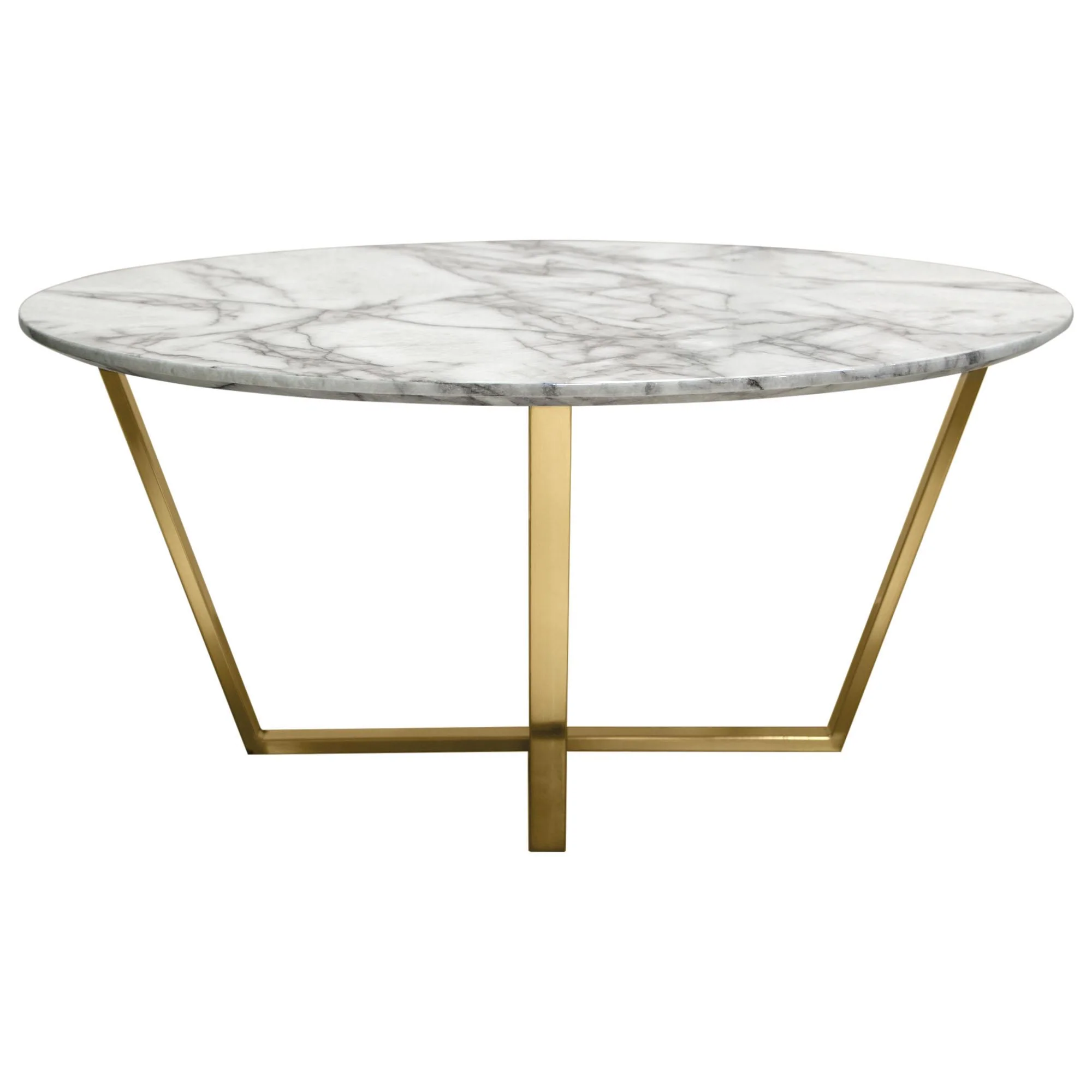 Vida 35" Round Cocktail Table w/ Faux Marble Top and Brushed Gold Metal Frame by Diamond Sofa - Image 5