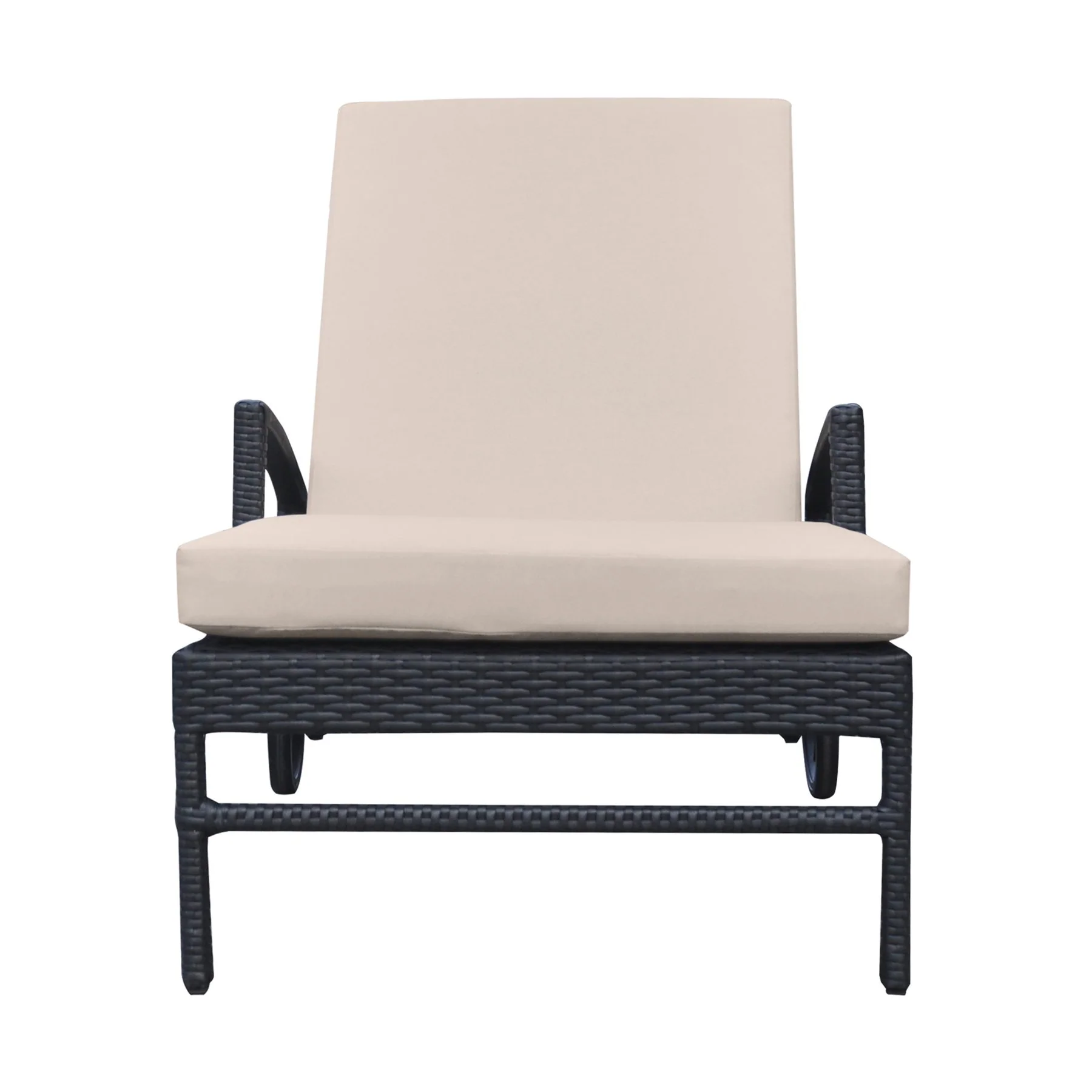 Vida Outdoor Wicker Lounge Chair with Water Resistant Beige Fabric Cushion - Image 2