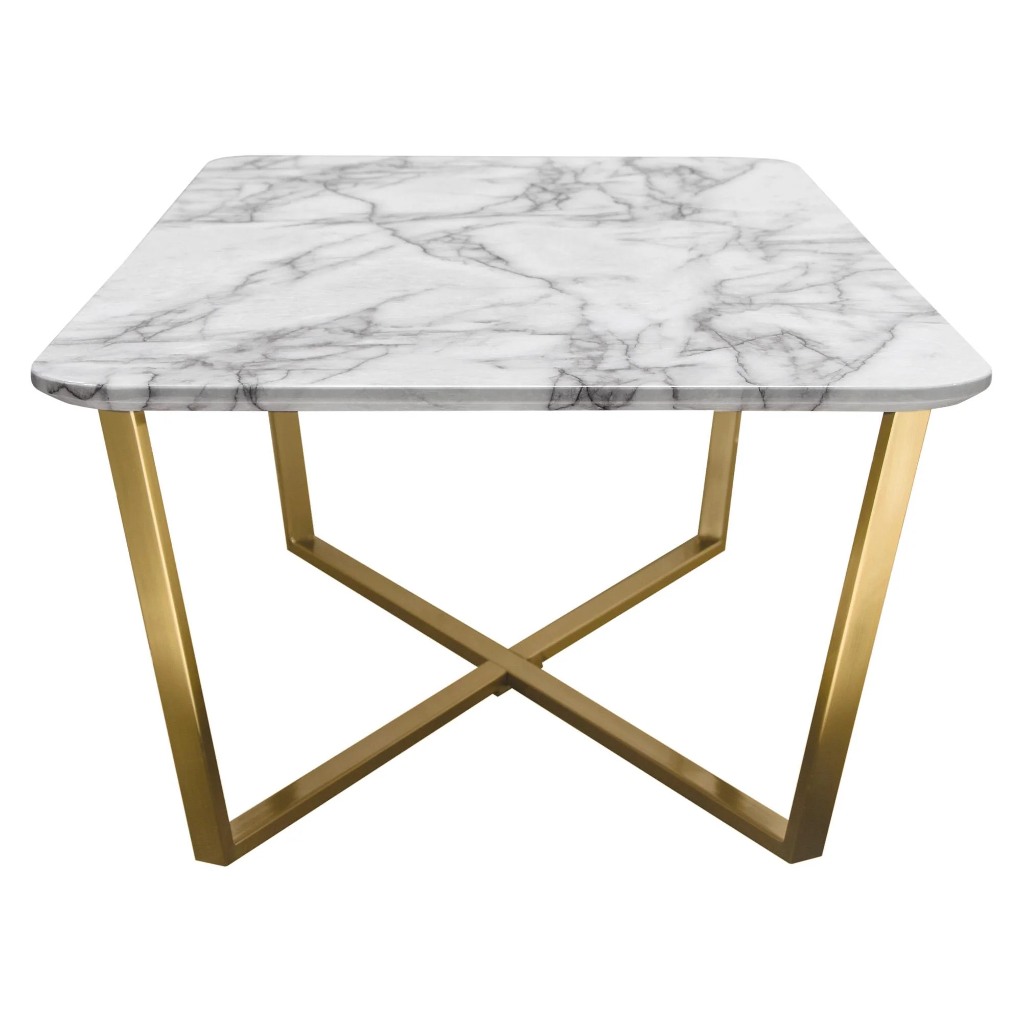 Vida Rectangle Cocktail Table w/ Faux Marble Top and Brushed Gold Metal Frame by Diamond Sofa - Image 5