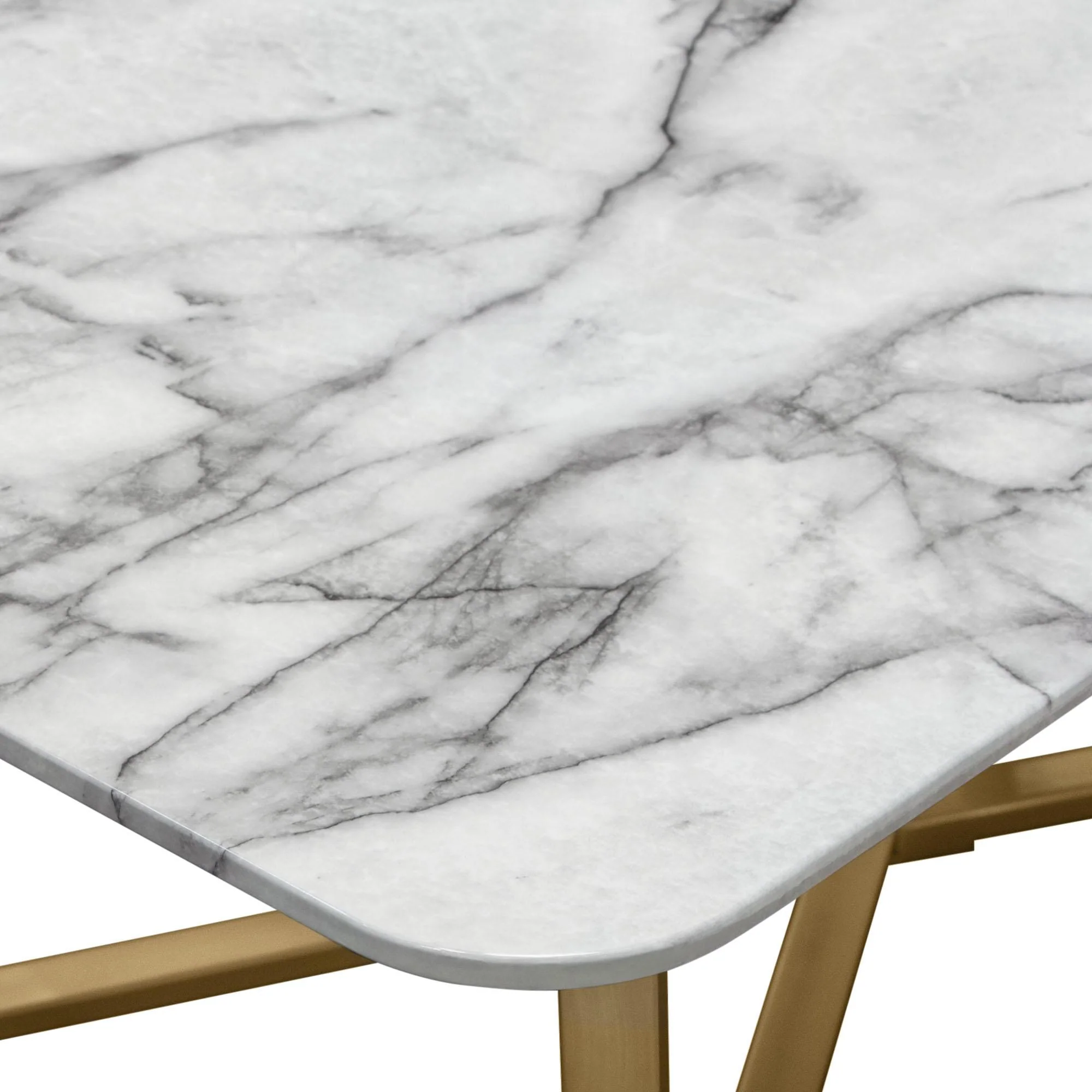 Vida Rectangle Cocktail Table w/ Faux Marble Top and Brushed Gold Metal Frame by Diamond Sofa - Image 7