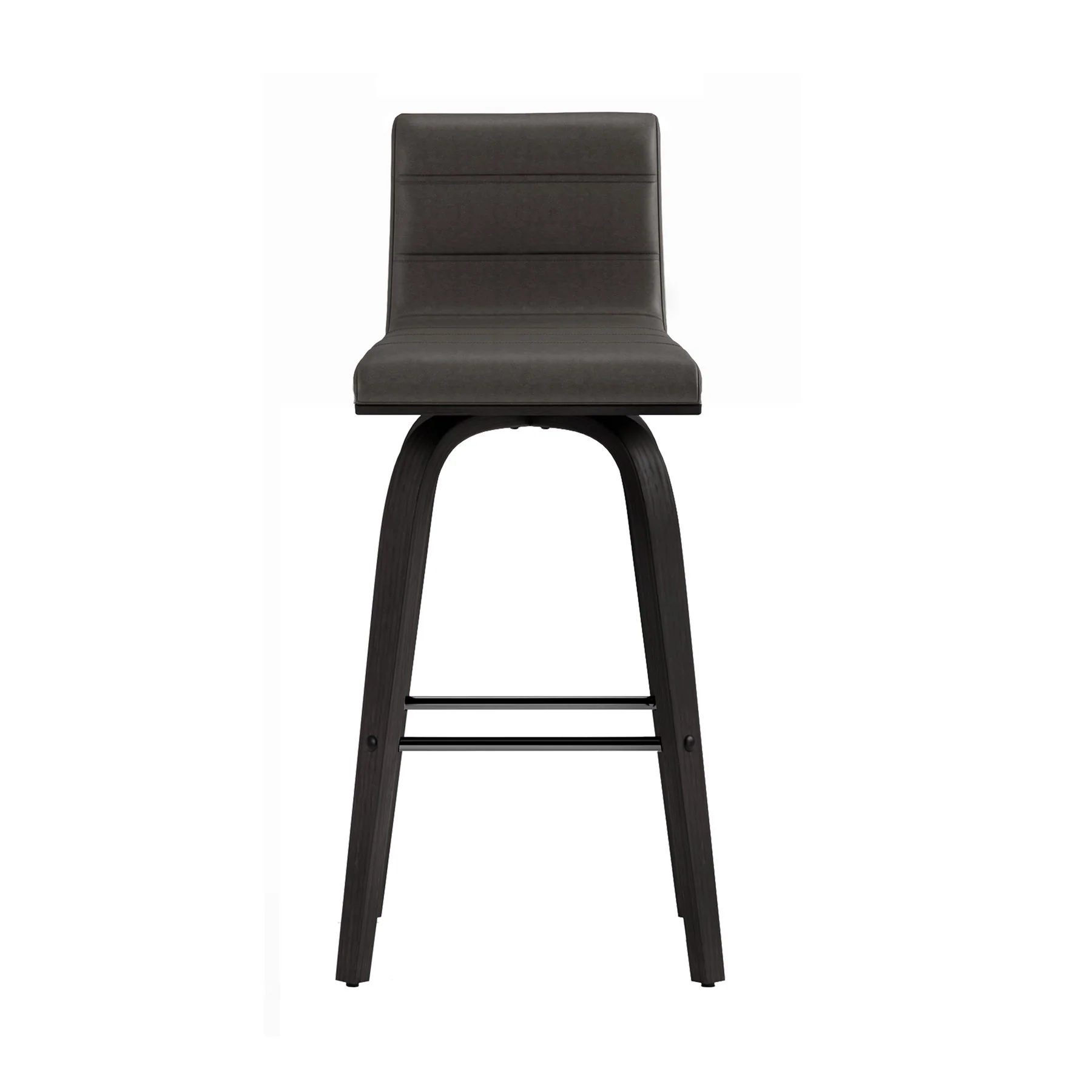 Vienna 26" Swivel Counter Stool in Black Wood Finish with Gray Faux Leather - Image 3