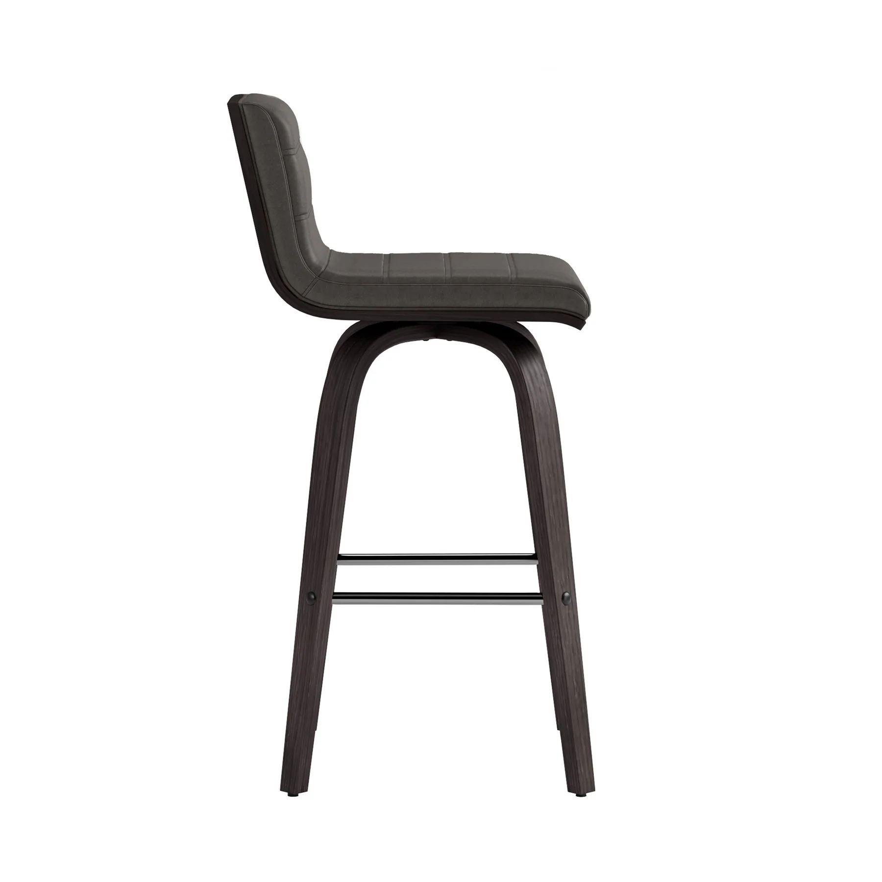 Vienna 26" Swivel Counter Stool in Black Wood Finish with Gray Faux Leather - Image 4