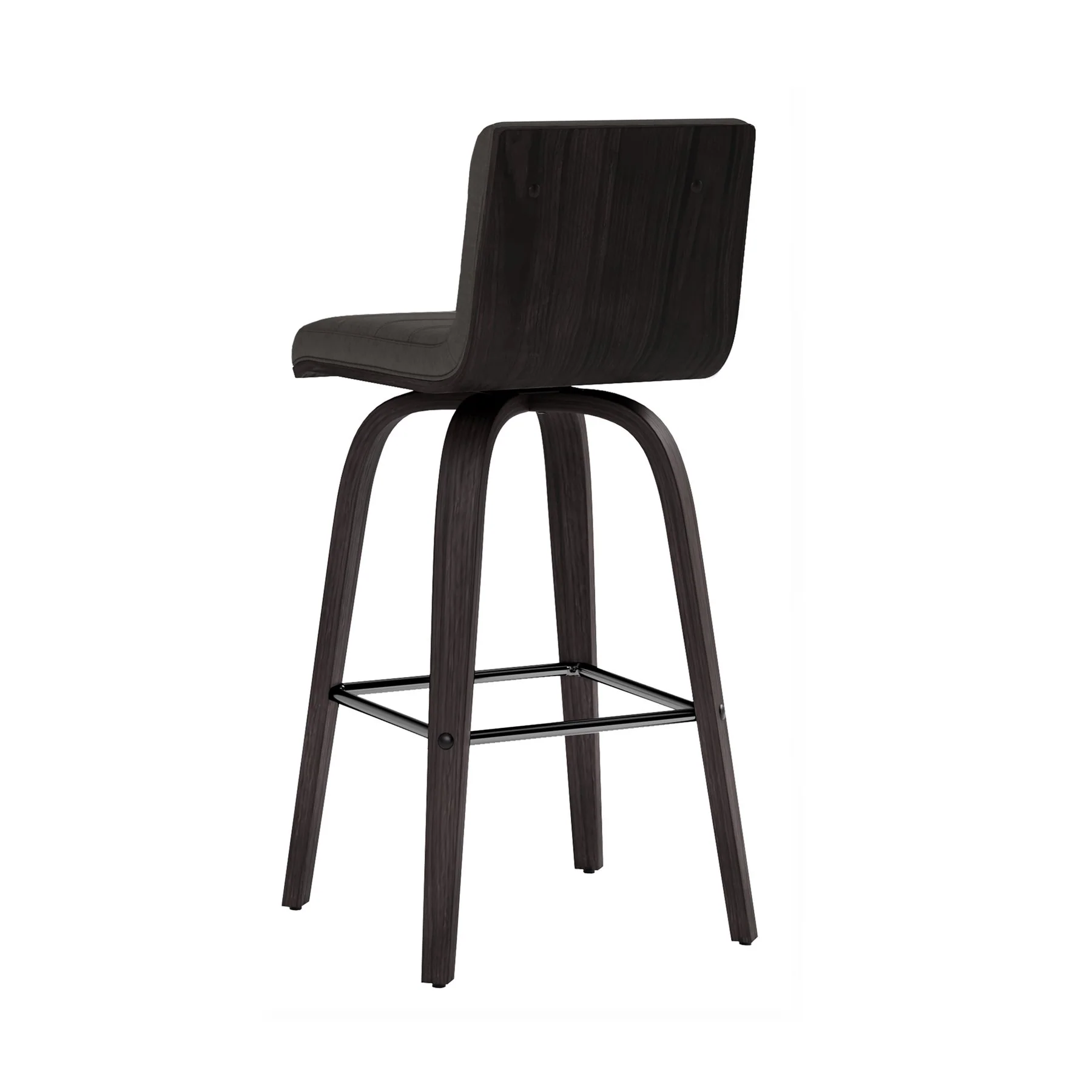 Vienna 26" Swivel Counter Stool in Black Wood Finish with Gray Faux Leather - Image 5