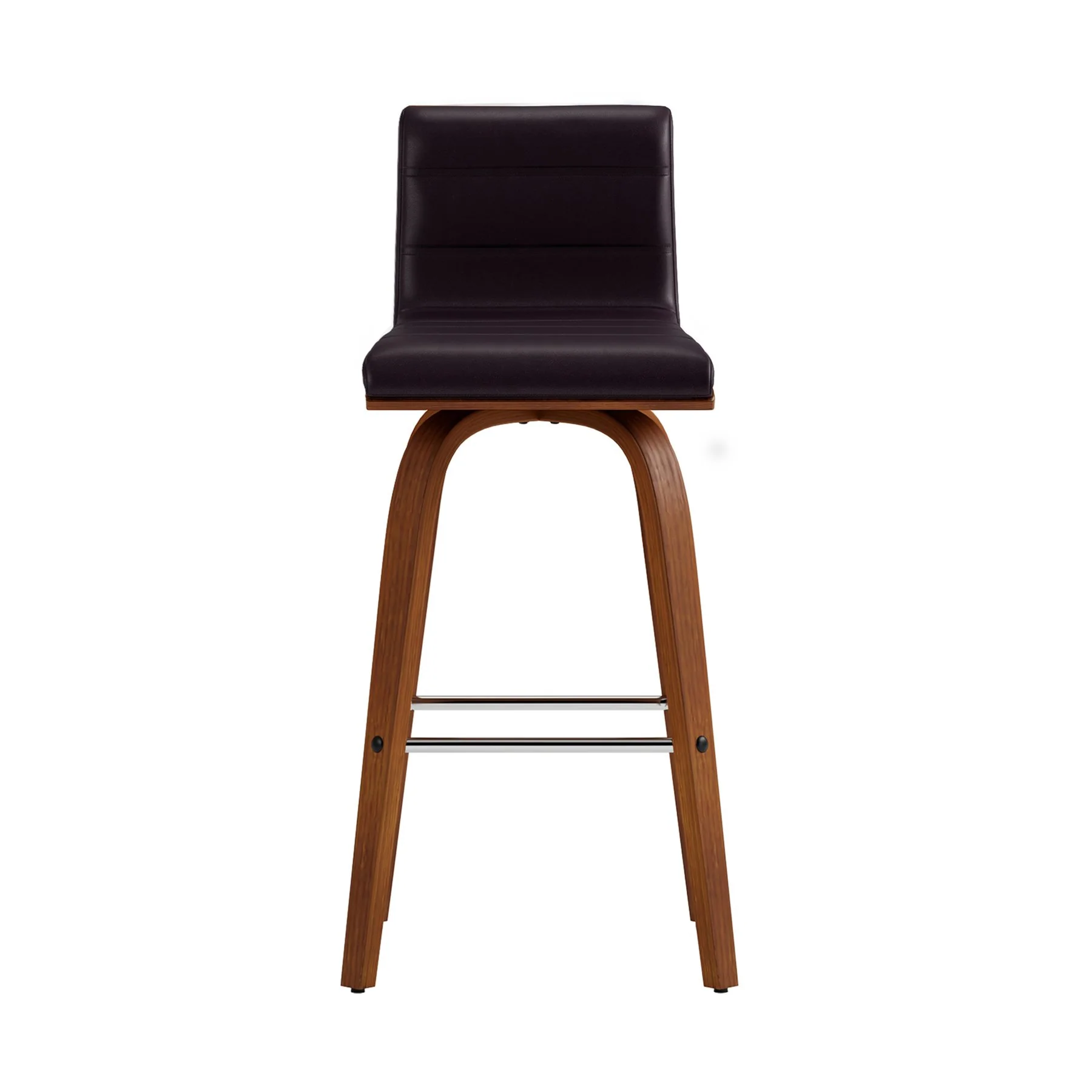 Vienna 26" Swivel Counter Stool in Walnut Wood Finish with Brown Faux Leather - Image 3