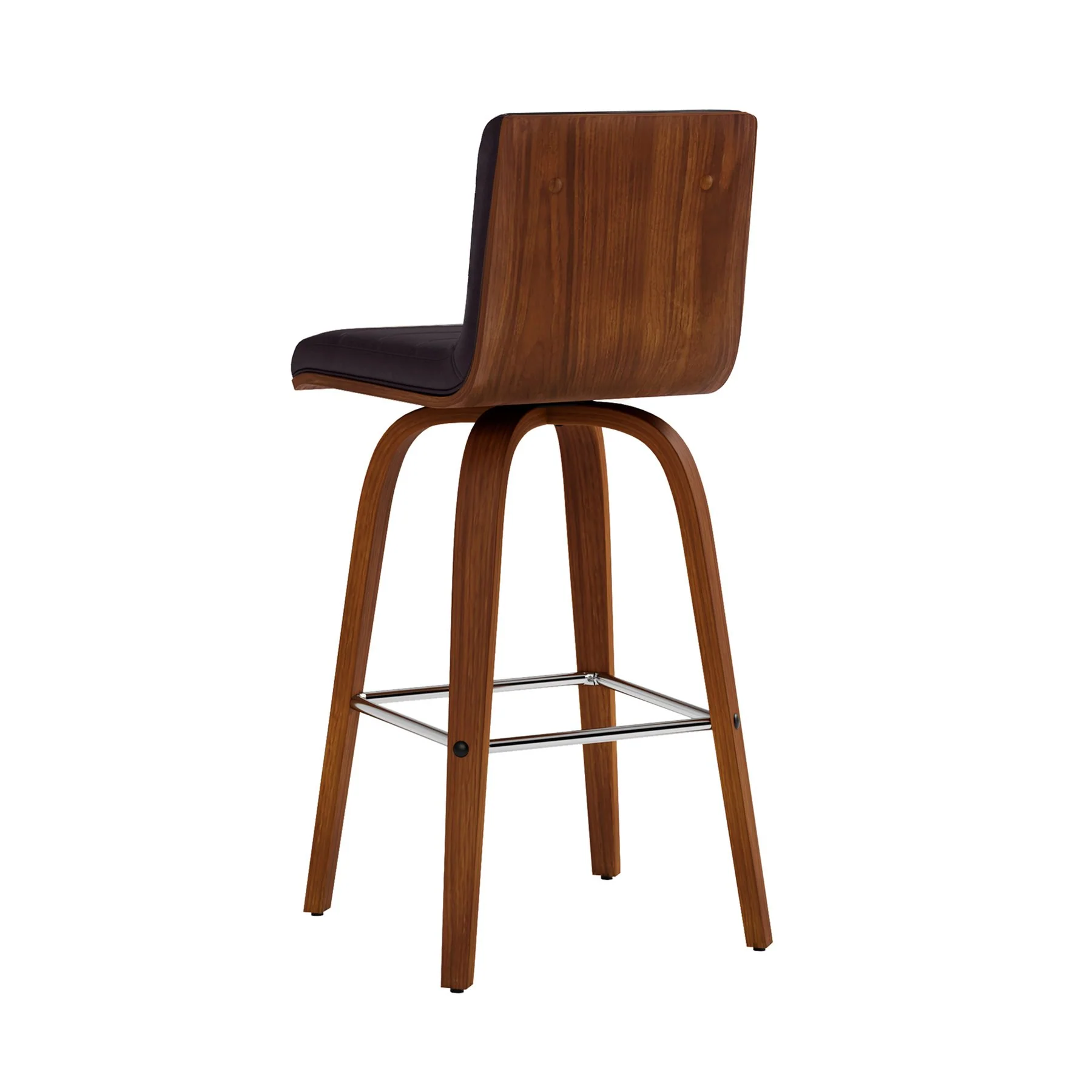 Vienna 26" Swivel Counter Stool in Walnut Wood Finish with Brown Faux Leather - Image 7