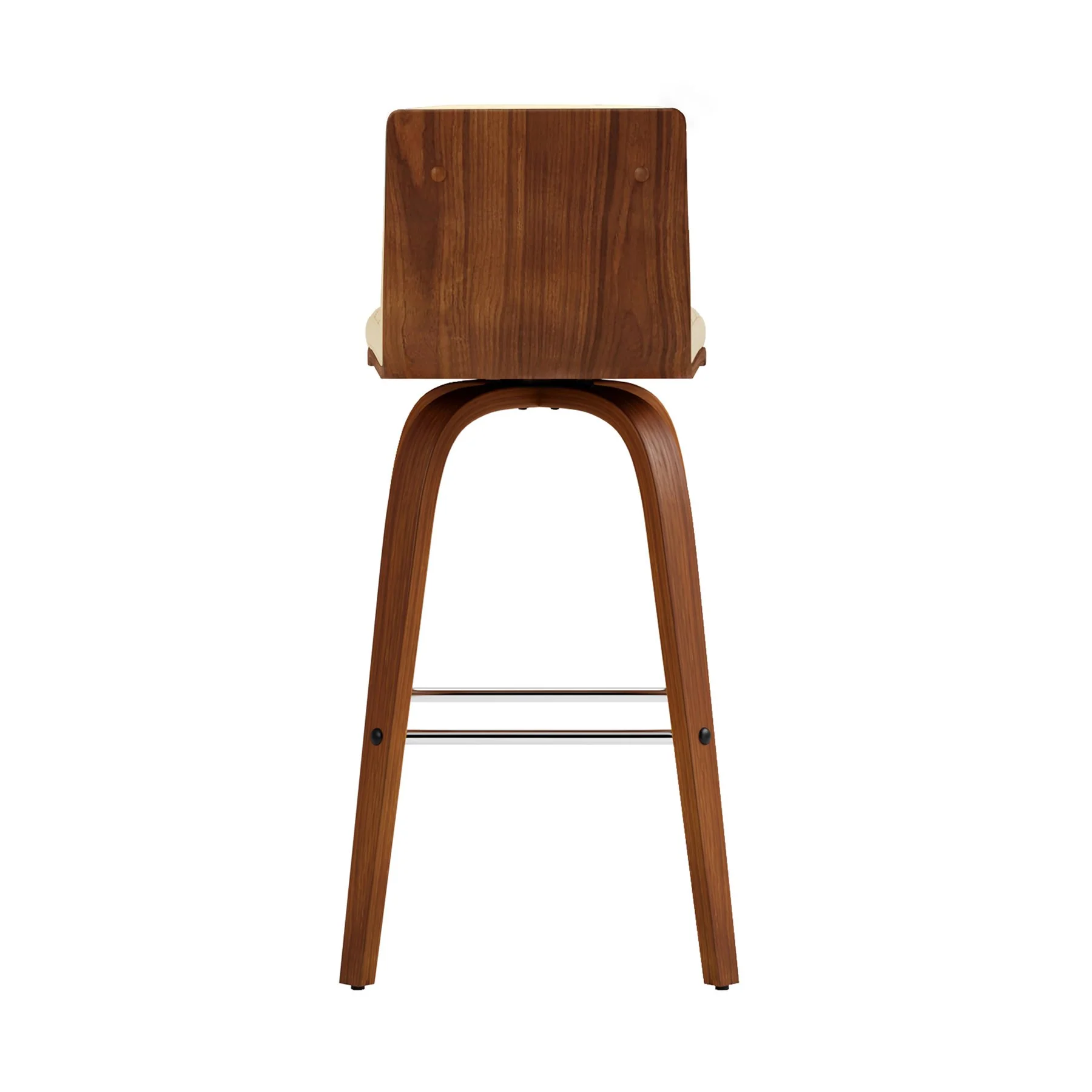 Vienna 26" Swivel Counter Stool in Walnut Wood Finish with Cream Faux Leather - Image 2