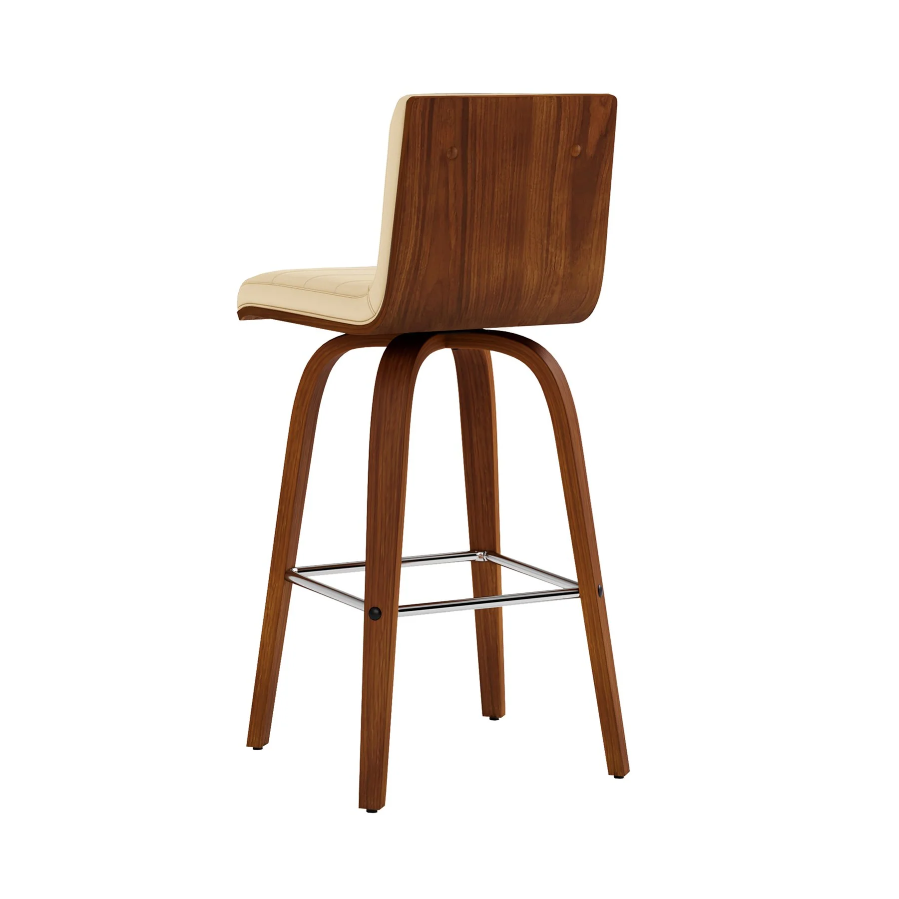 Vienna 26" Swivel Counter Stool in Walnut Wood Finish with Cream Faux Leather - Image 5