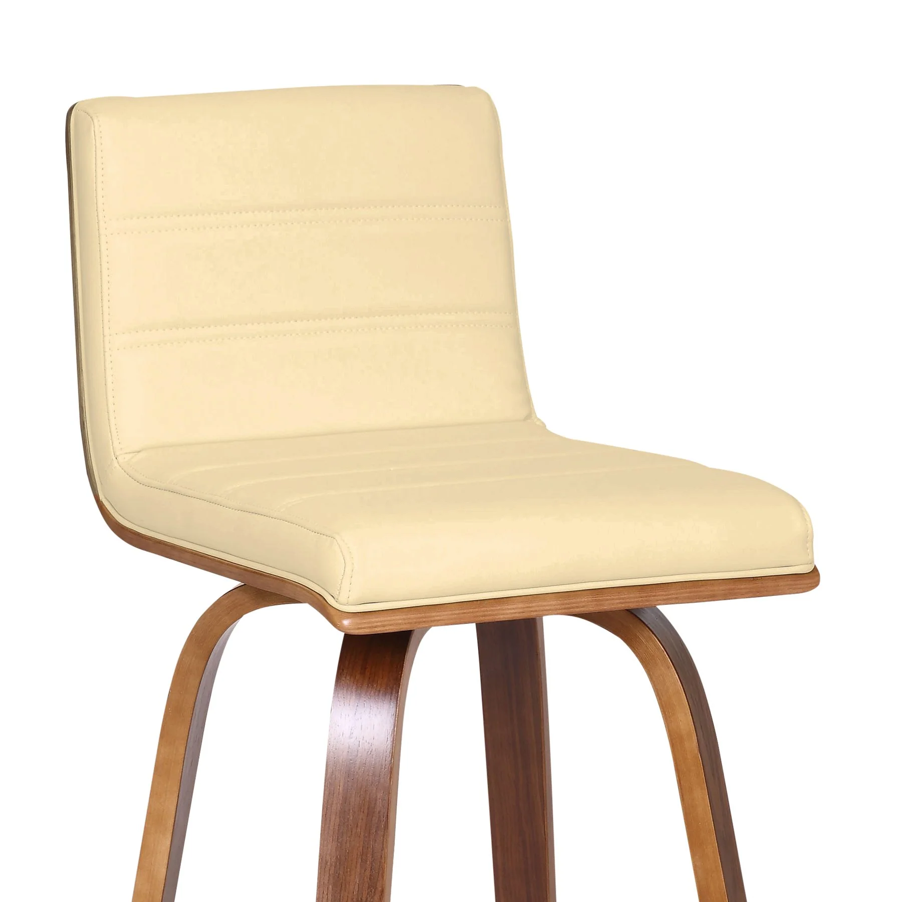 Vienna 26" Swivel Counter Stool in Walnut Wood Finish with Cream Faux Leather - Image 6