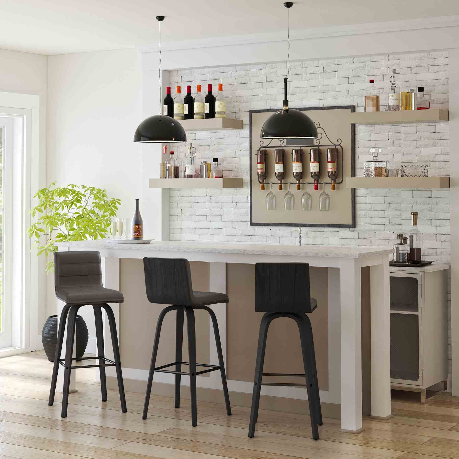 Vienna 30" Swivel Bar Stool in Black Wood Finish with Gray Faux Leather - Image 10