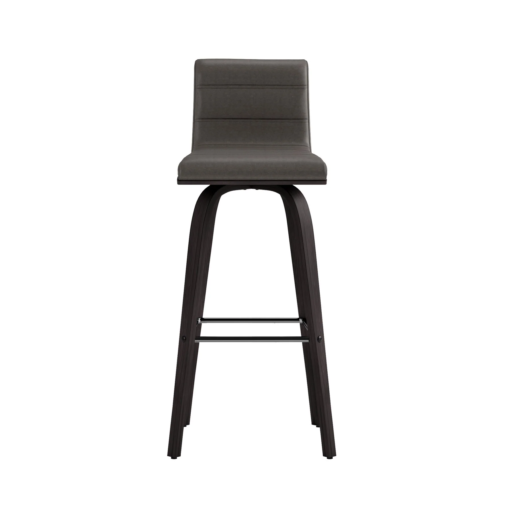 Vienna 30" Swivel Bar Stool in Black Wood Finish with Gray Faux Leather - Image 3