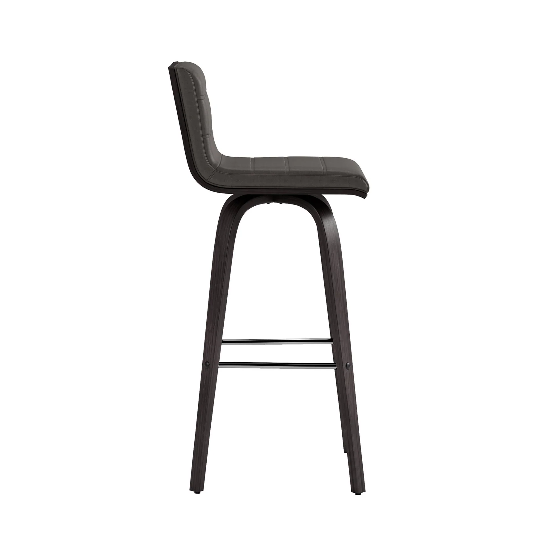 Vienna 30" Swivel Bar Stool in Black Wood Finish with Gray Faux Leather - Image 4