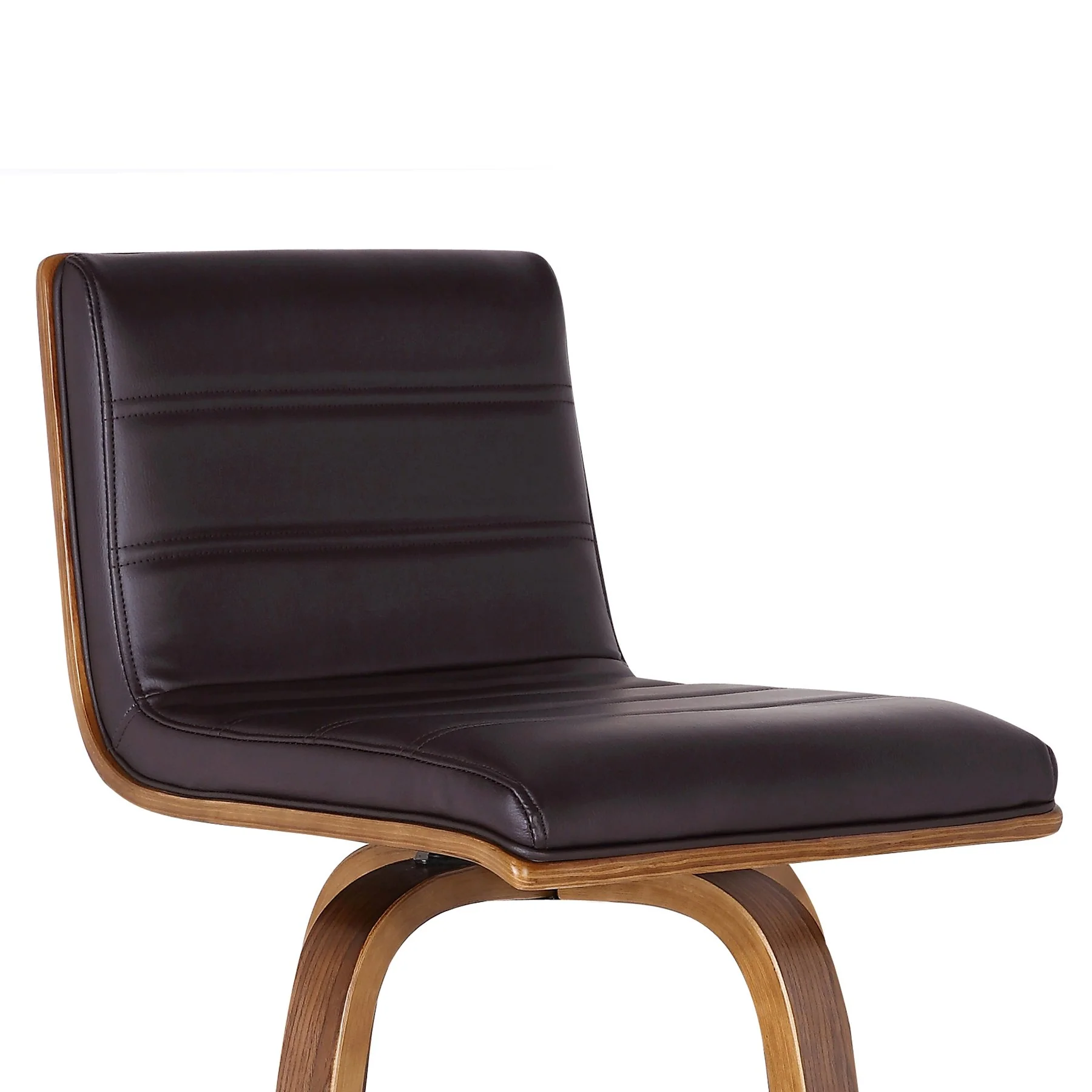 Vienna 30" Swivel Bar Stool in Walnut Wood Finish with Brown Faux Leather - Image 5