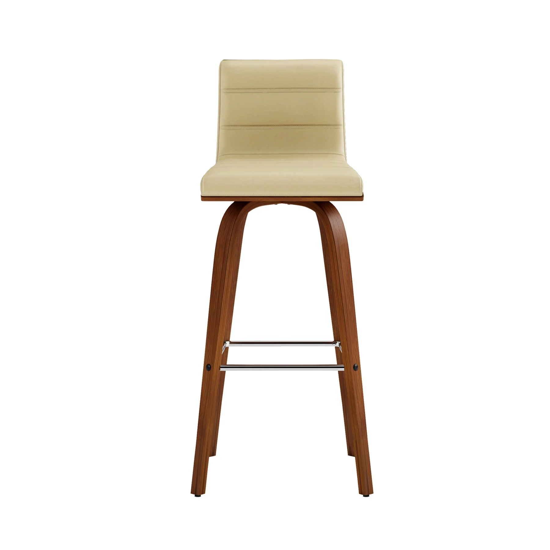 Vienna 30" Swivel Bar Stool in Walnut Wood Finish with Cream Faux Leather - Image 3