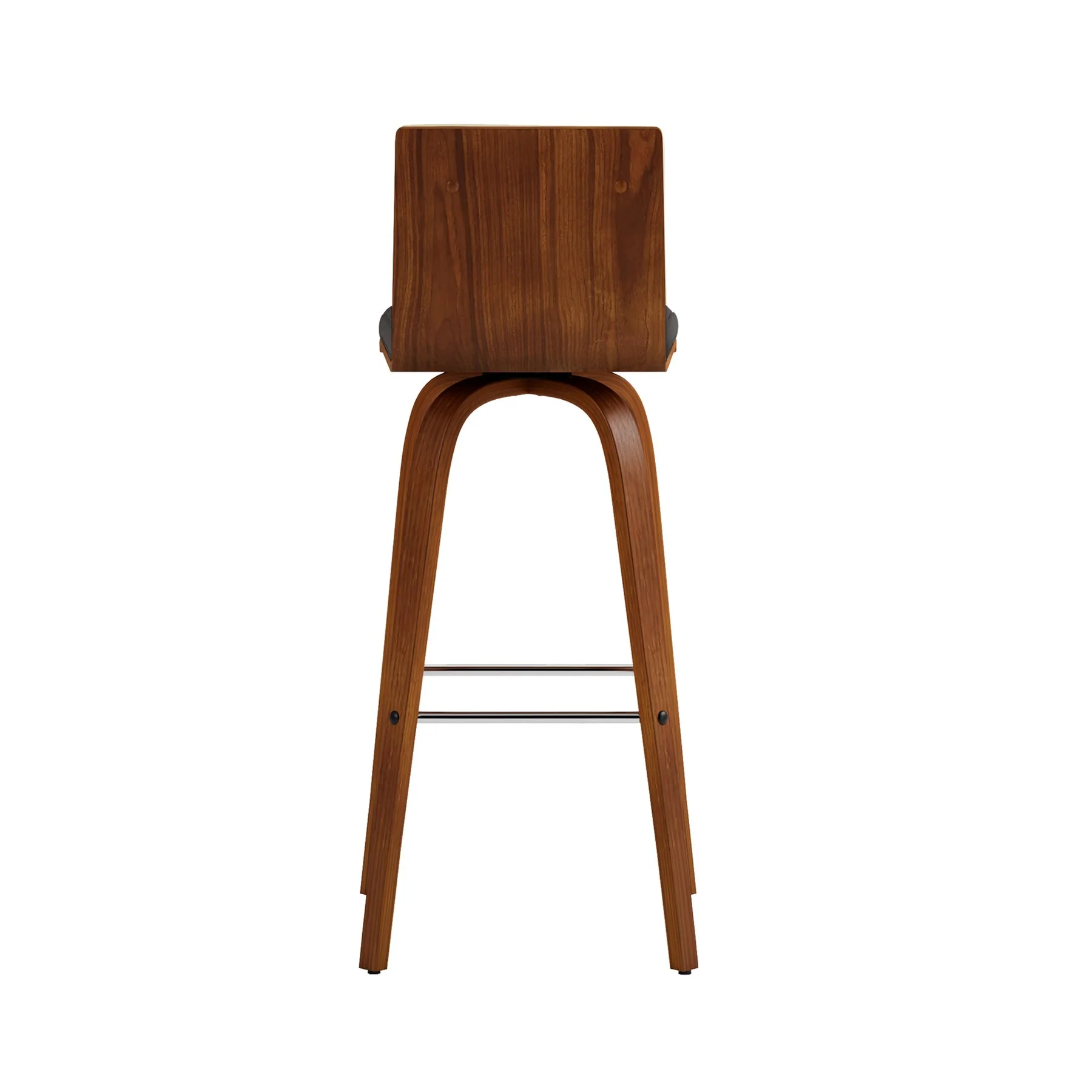 Vienna 30" Swivel Bar Stool in Walnut Wood Finish with Gray Faux Leather - Image 2