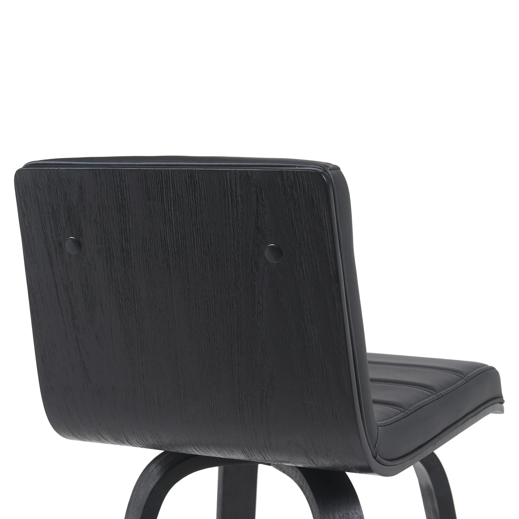 Vienna Modern Counter Height Swivel Bar Stool with Black Faux Leather Seat and Black Brushed Wood Frame - Image 5