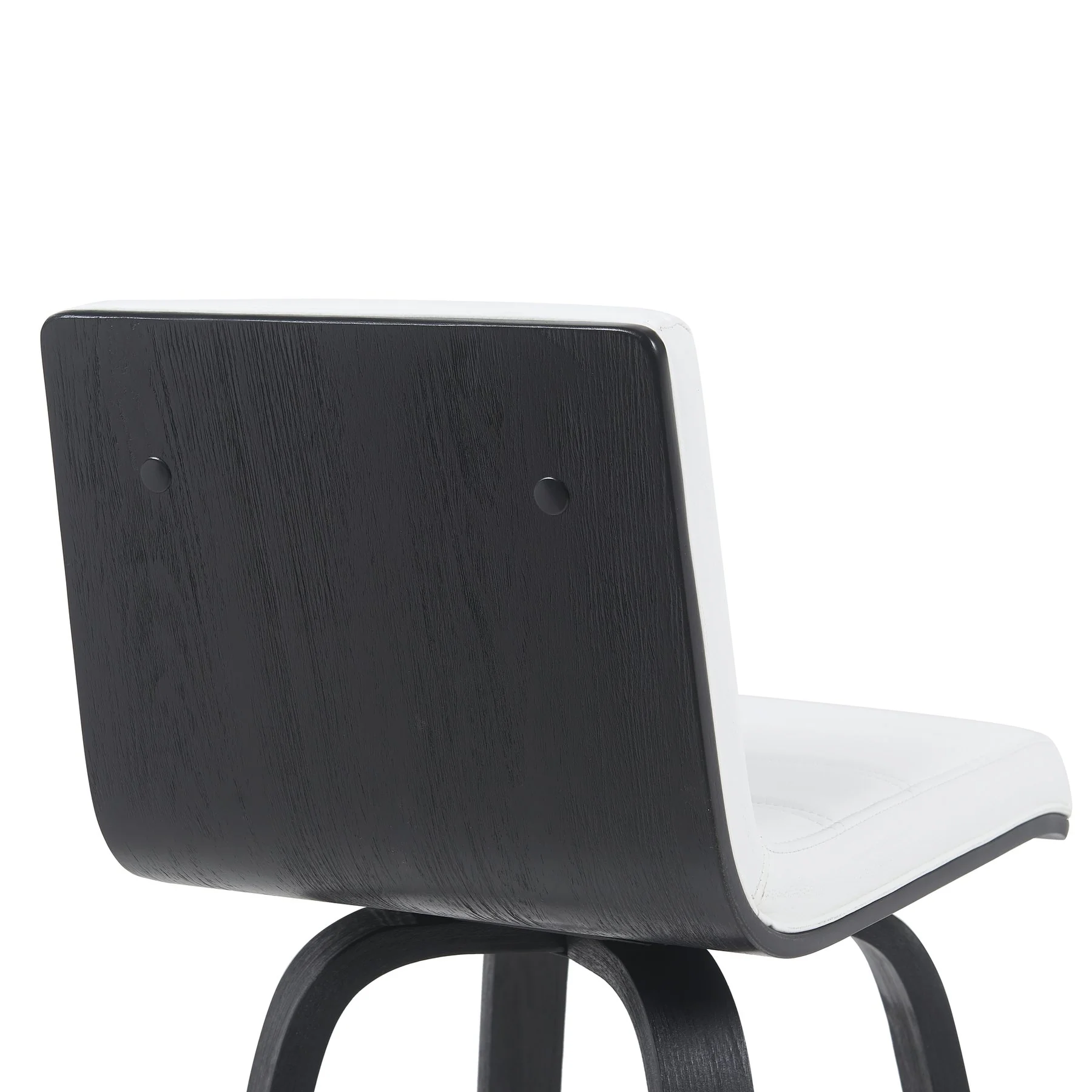 Vienna Modern Counter Height Swivel Bar Stool with Snow White Faux Leather Seat and Black Brushed Wood Frame - Image 5