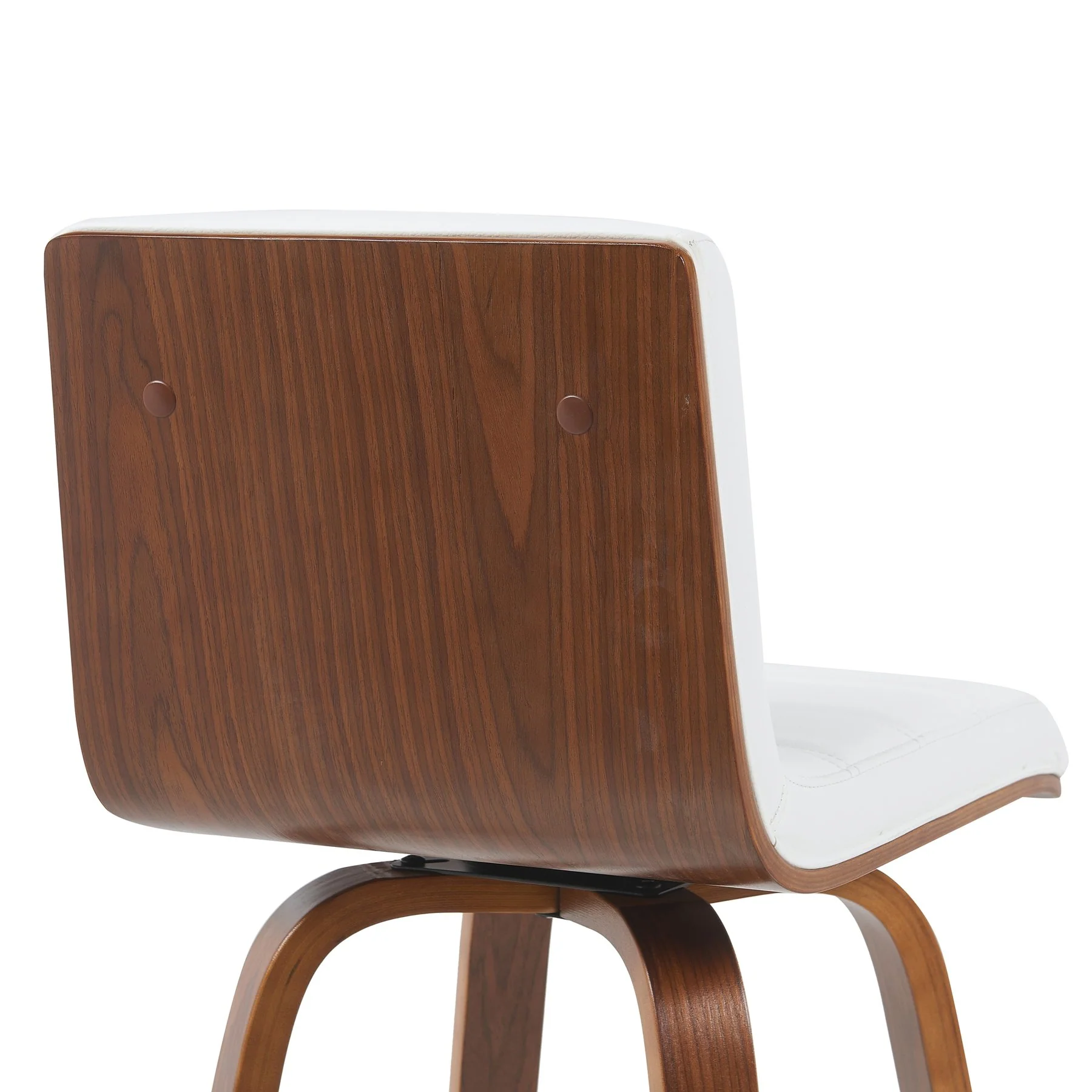 Vienna Modern Counter Height Swivel Bar Stool with Snow White Faux Leather Seat and Walnut Finished Wood Frame - Image 5
