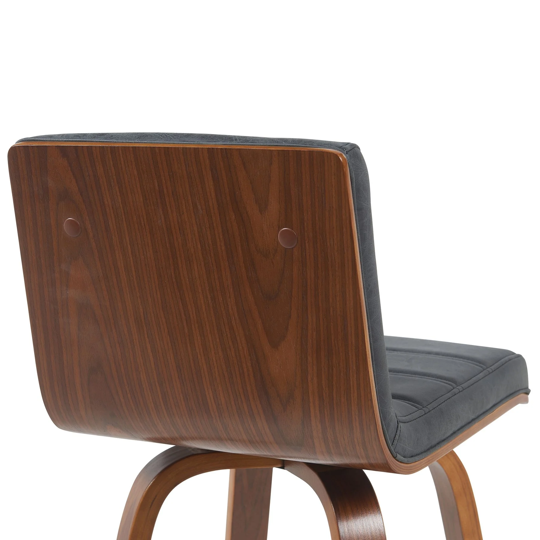 Vienna Modern Counter Height Swivel Bar Stool with Vintage Black Upholstered Seat and Walnut Finished Wood Frame - Image 5