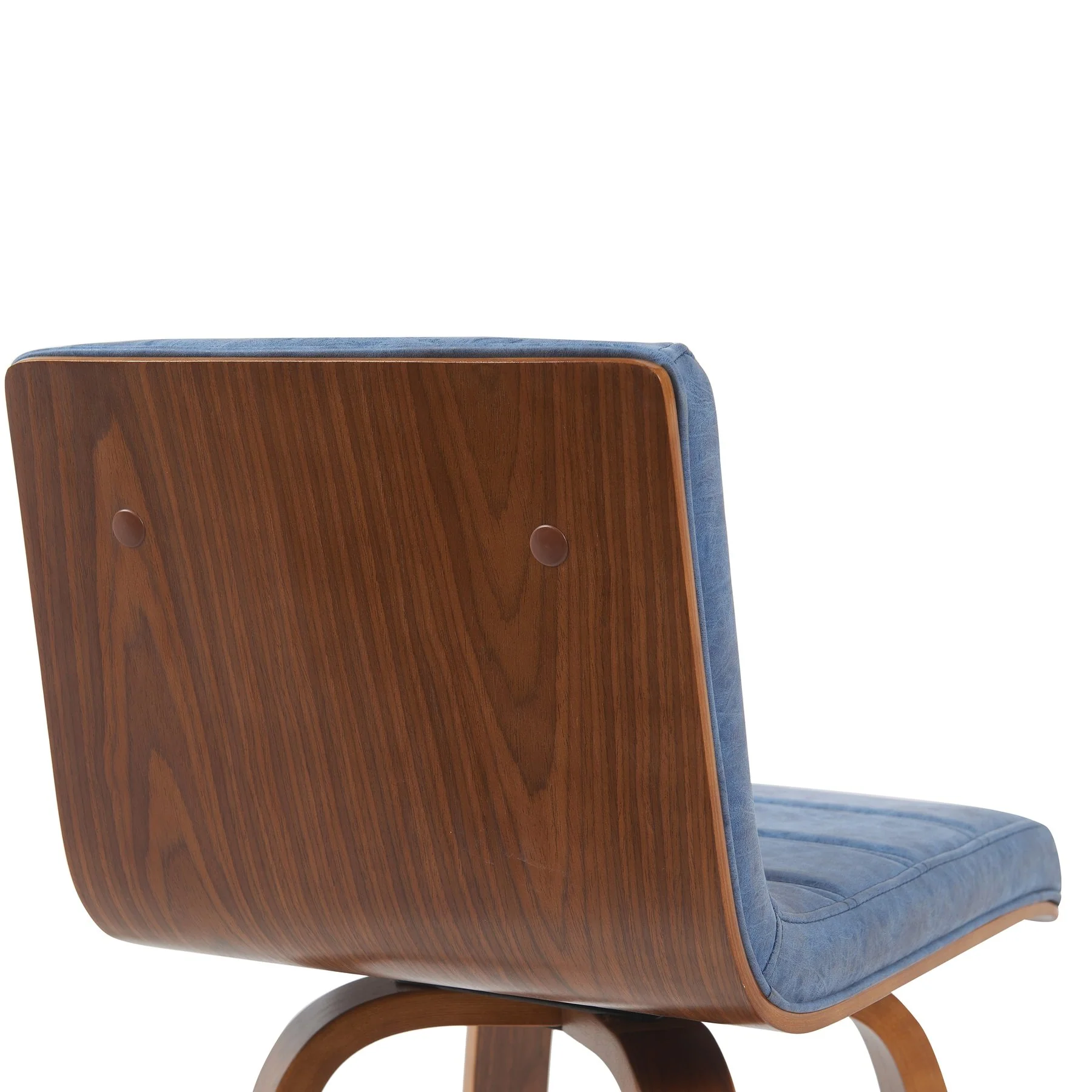 Vienna Modern Counter Height Swivel Bar Stool with Vintage Blue Upholstered Seat and Walnut Finished Wood Frame - Image 5