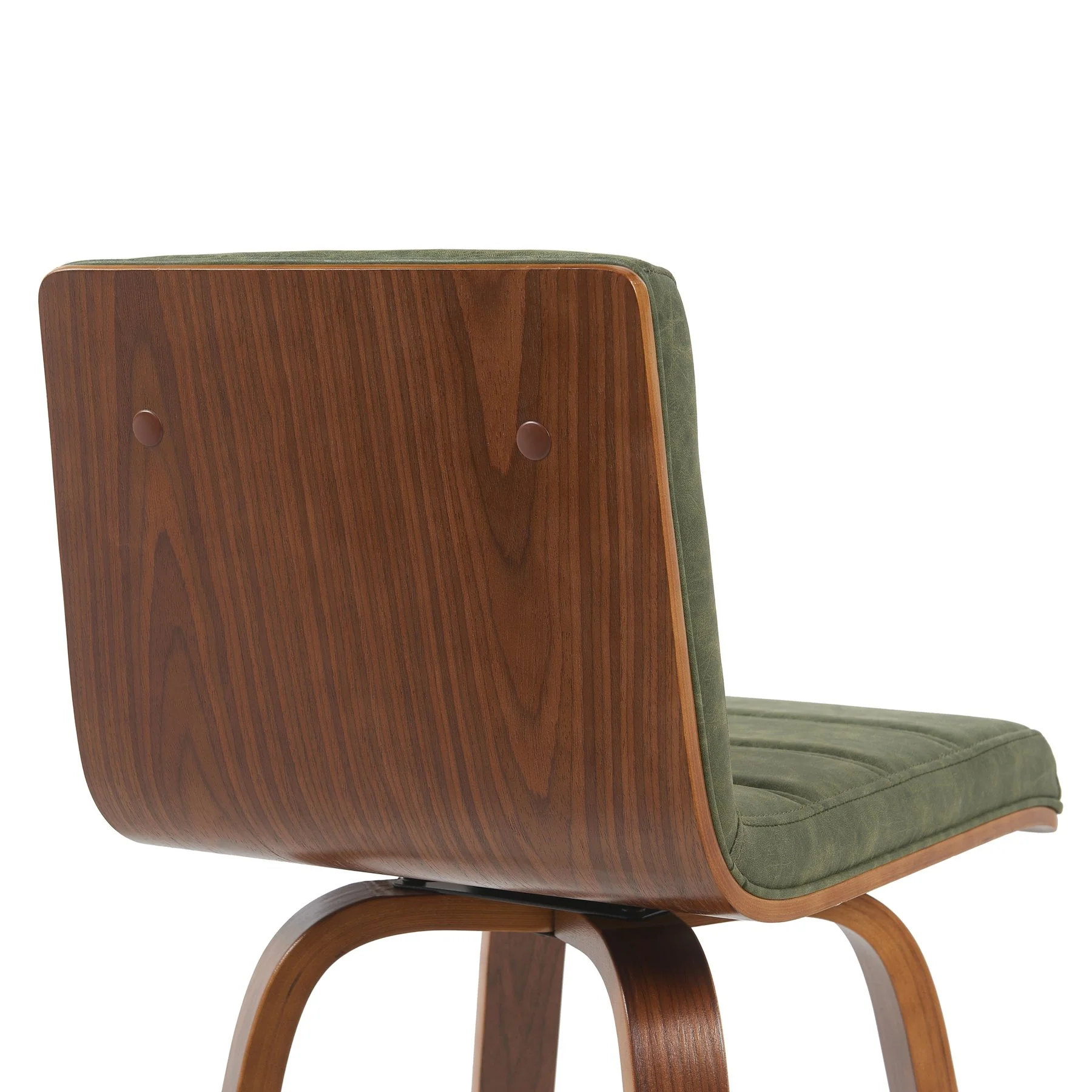 Vienna Modern Counter Height Swivel Bar Stool with Vintage Green Upholstered Seat and Walnut Finished Wood Frame - Image 5