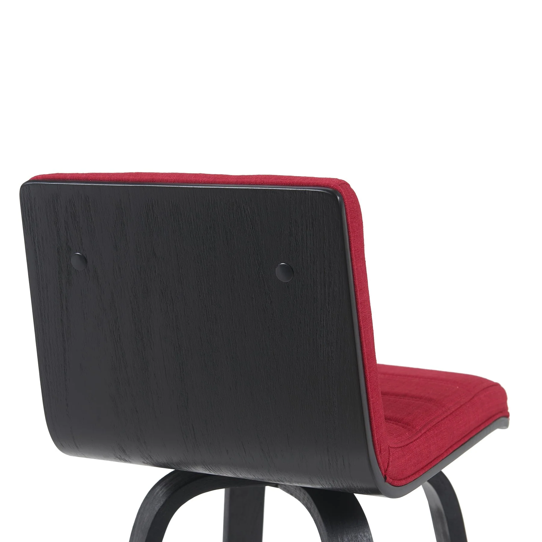 Vienna Modern Swivel Bar Height Stool with Red Upholstered Seat and Brushed Wood Frame - Image 5