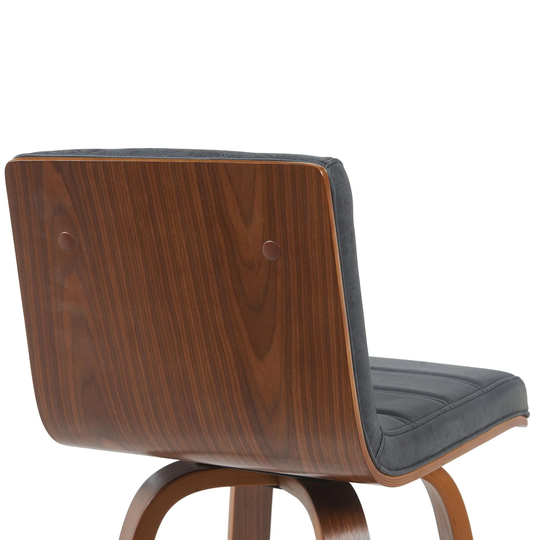 Vienna Modern Swivel Bar Height Stool with Vintage Black Upholstered Seat and Walnut Finished Wood Frame - Image 5