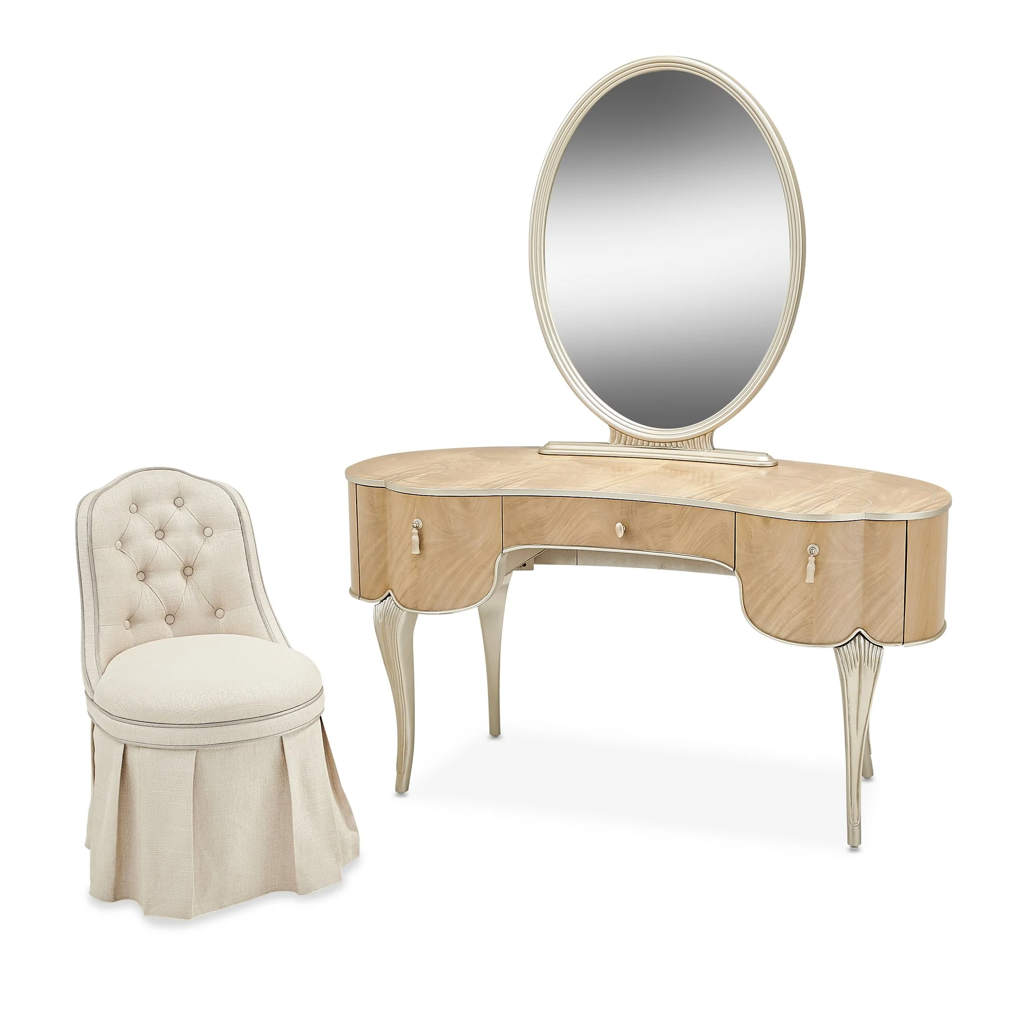 Villa Cherie Vanity Set with Mirror & Chair- Caramel - Image 2