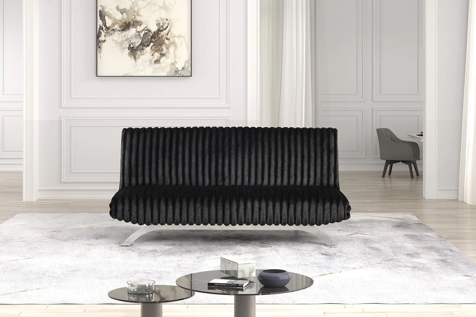 Villeneuve Futon Sofa Bed, Black - Image 3
