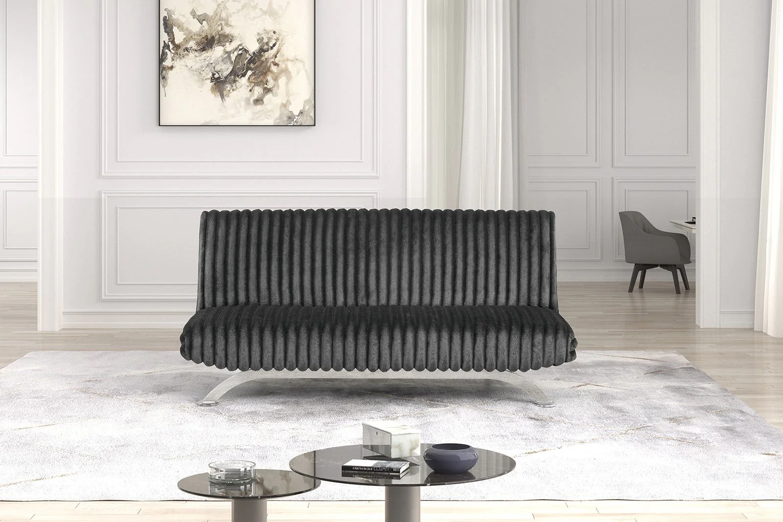 Villeneuve Futon Sofa Bed, Charcoal - Image 3