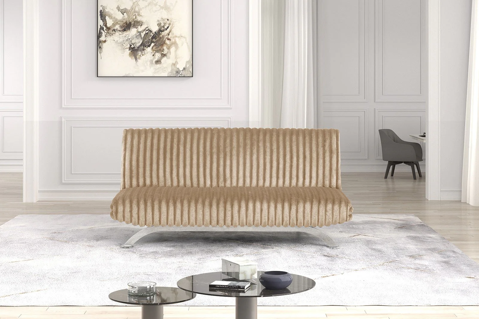 Villeneuve Futon Sofa Bed, Taupe - Image 3