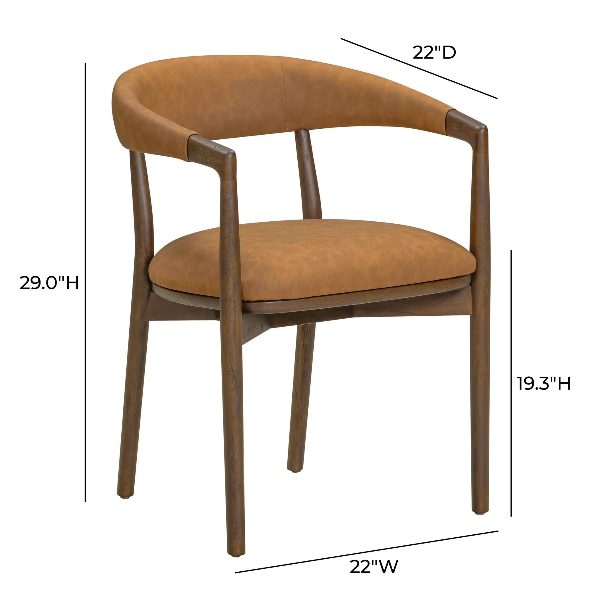 Vina Brown Vegan Leather Dining Chair - Image 7