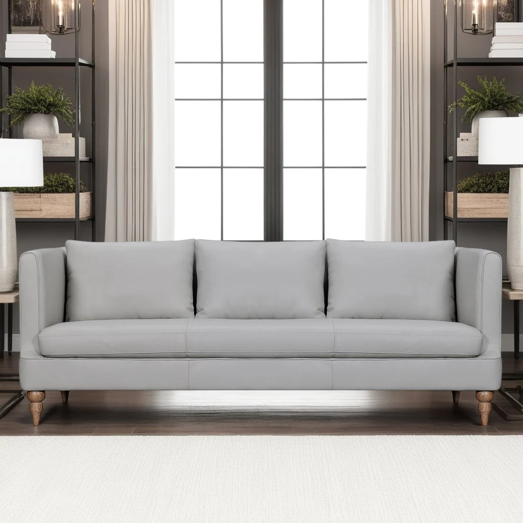 Vincenza 85" Dove Gray Leather Sofa - Image 9