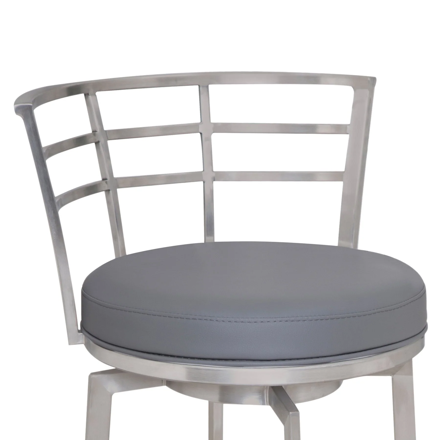 Viper 30" Bar Height Swivel Gray Faux Leather and Brushed Stainless Steel Bar Stool - Image 2