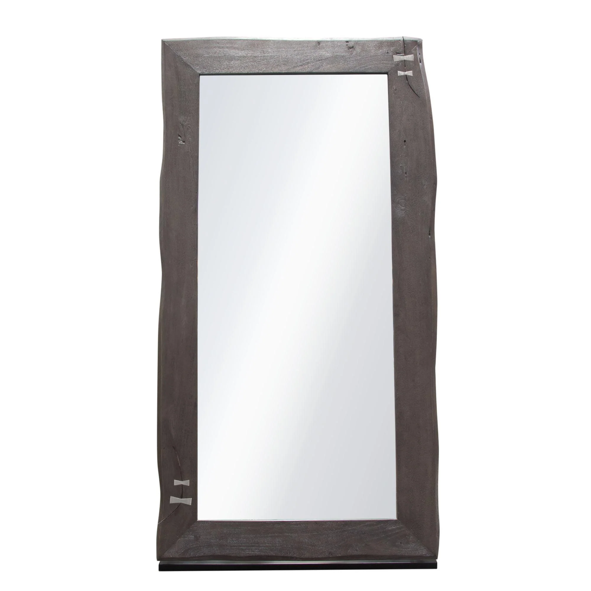 Vista Solid Acacia Wood Mirror w/ Live Edge in Espresso Finish w/ Silver Inlay & Black Self-Supporting Stand by Diamond Sofa - Image 3