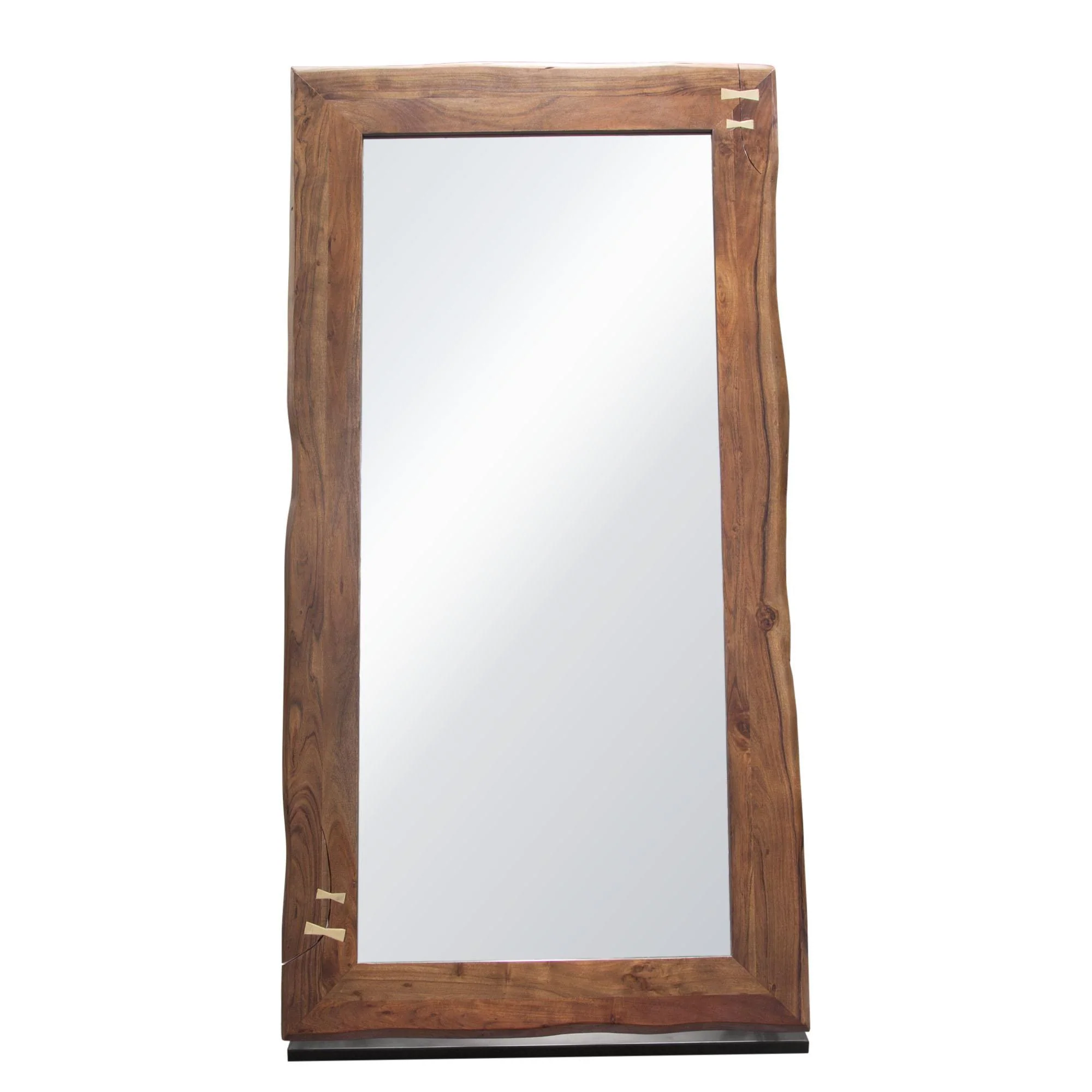Vista Solid Acacia Wood Mirror w/ Live Edge in Walnut Finish w/ Gold Inlay & Black Self-Supporting Stand by Diamond Sofa - Image 3