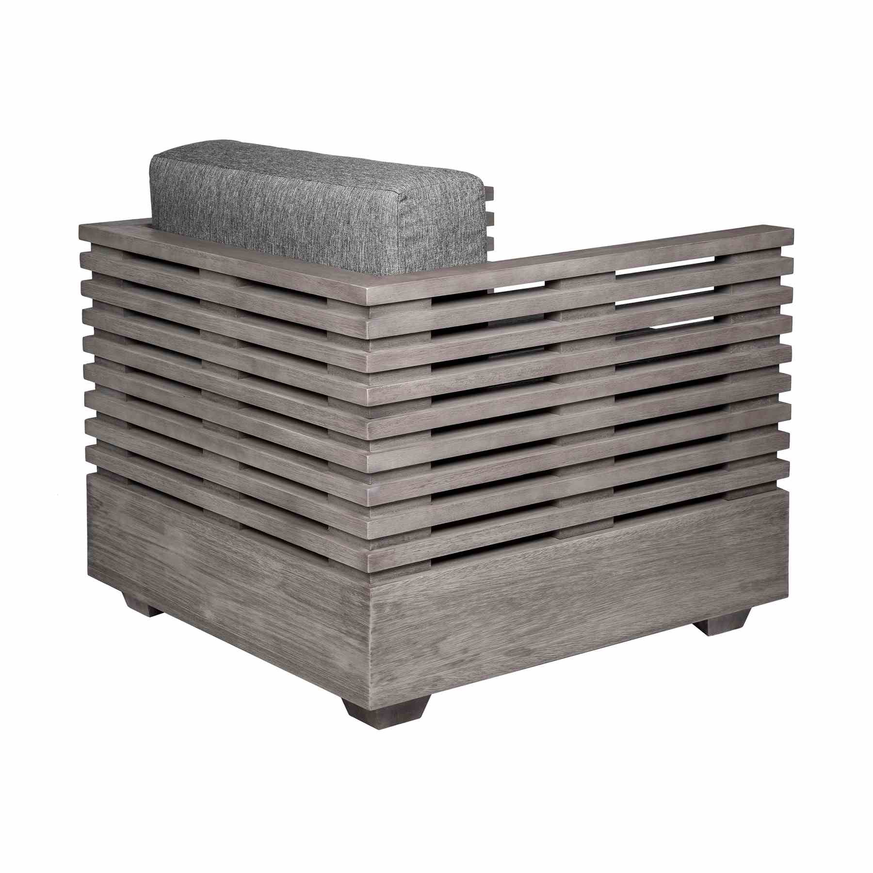 Vivid Outdoor Patio 4 Piece Conversation Set in Gray Eucalyptus Wood with Gray Olefin Cushions - Image 6