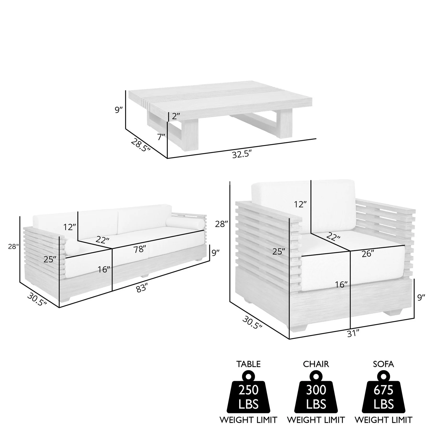 Vivid Outdoor Patio 4 Piece Conversation Set in Light Eucalyptus Wood with Taupe Olefin Cushions - Image 12