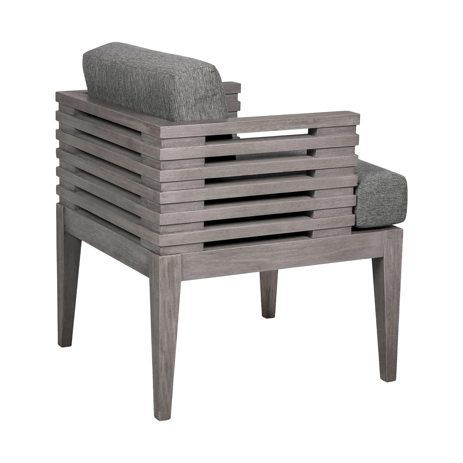 Vivid Outdoor Patio 5 Piece Dining Set in Gray Eucalyptus Wood with Gray Olefin Cushions - Image 4