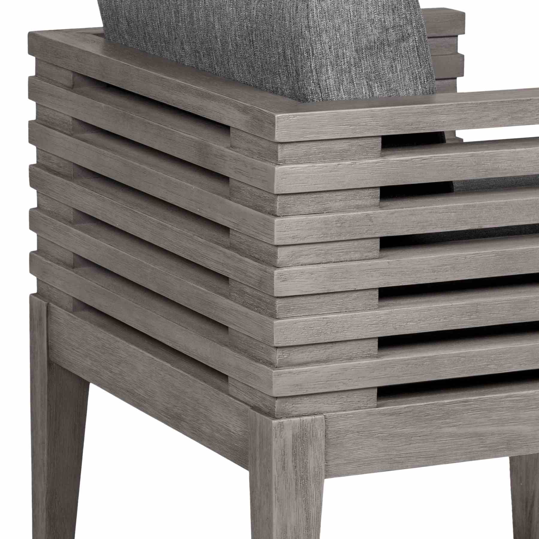Vivid Outdoor Patio 5 Piece Dining Set in Gray Eucalyptus Wood with Gray Olefin Cushions - Image 8