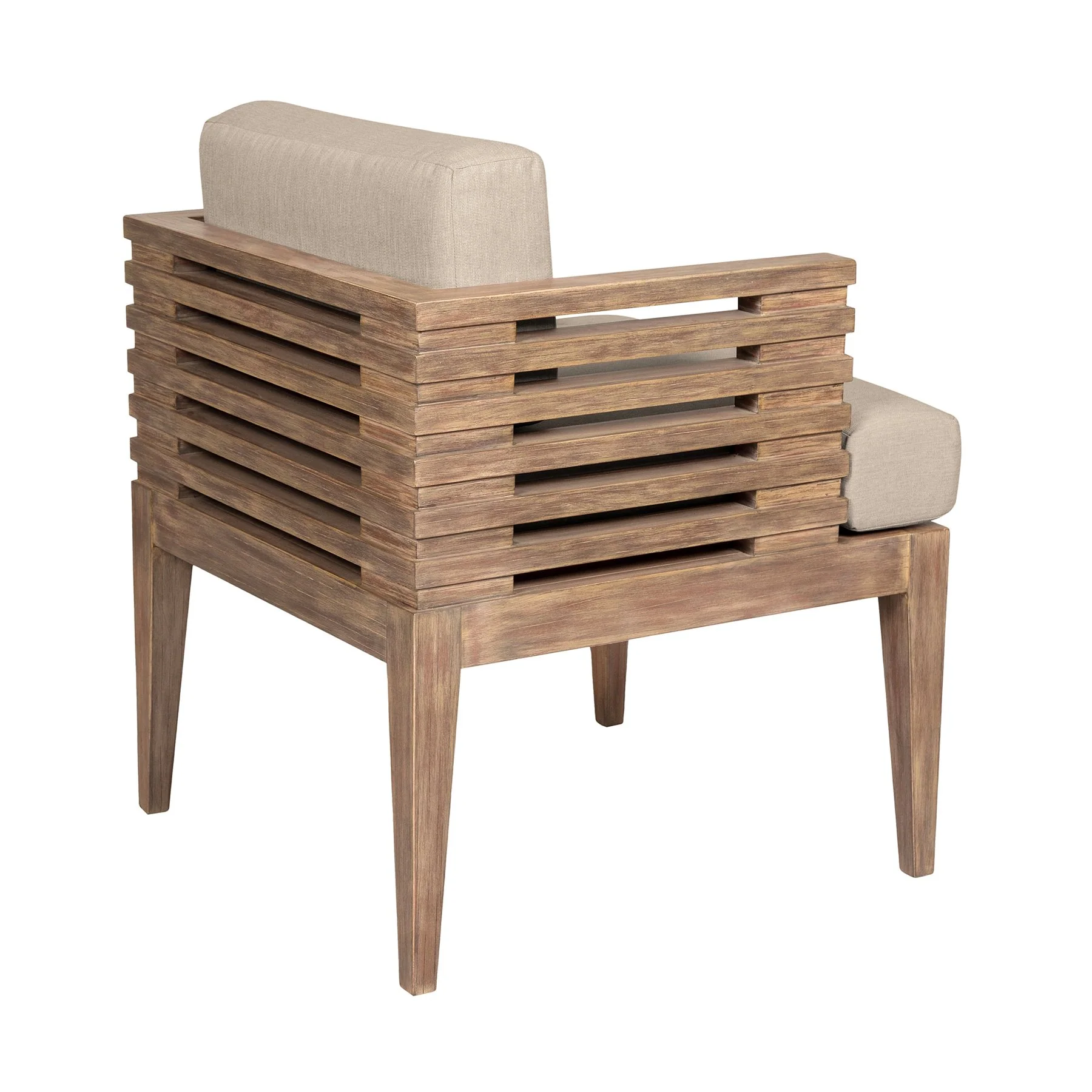 Vivid Outdoor Patio 5 Piece Dining Set in Light Eucalyptus Wood with Taupe Olefin Cushions - Image 4