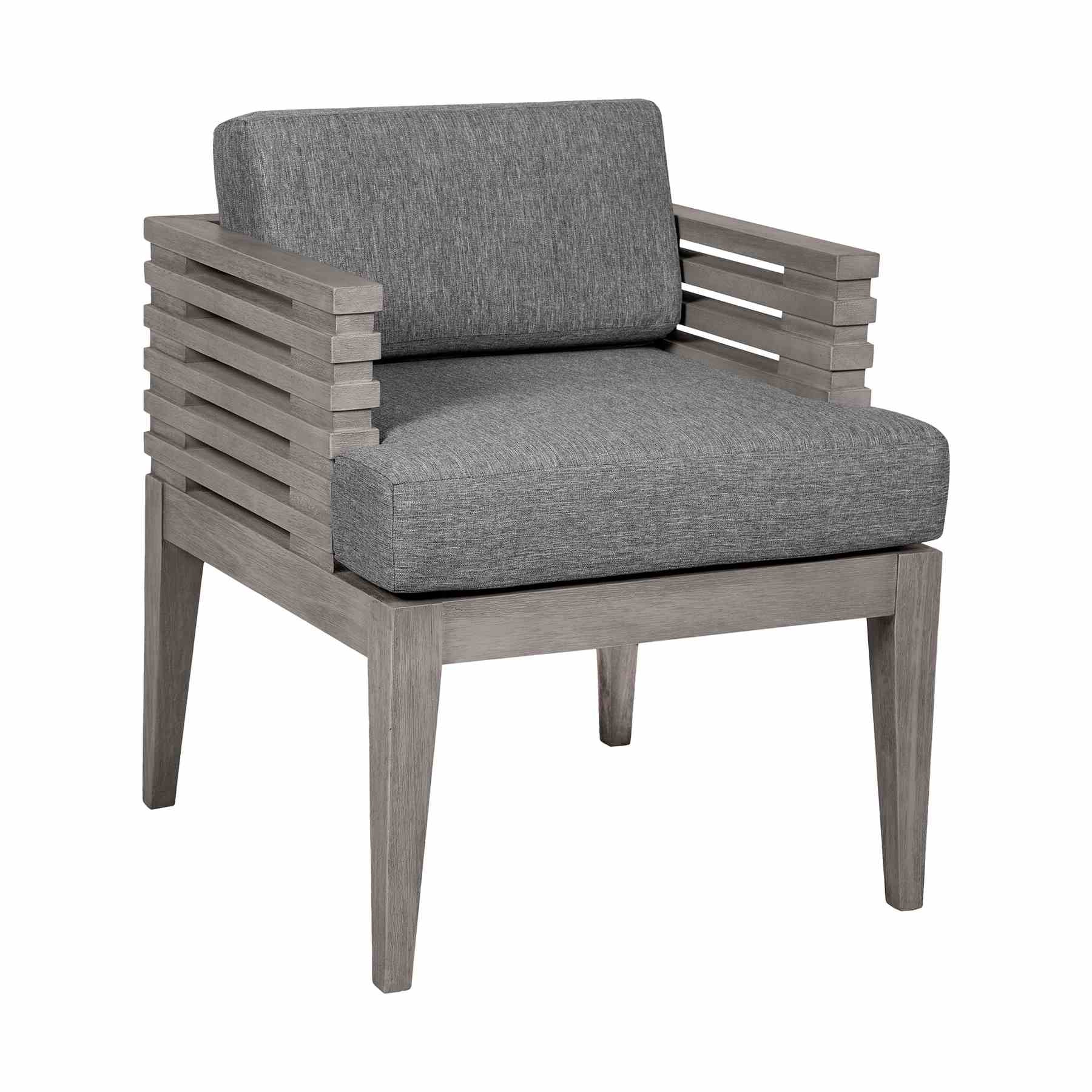Vivid Outdoor Patio 7 Piece Dining Set in Gray Eucalyptus Wood with Gray Olefin Cushions - Image 2